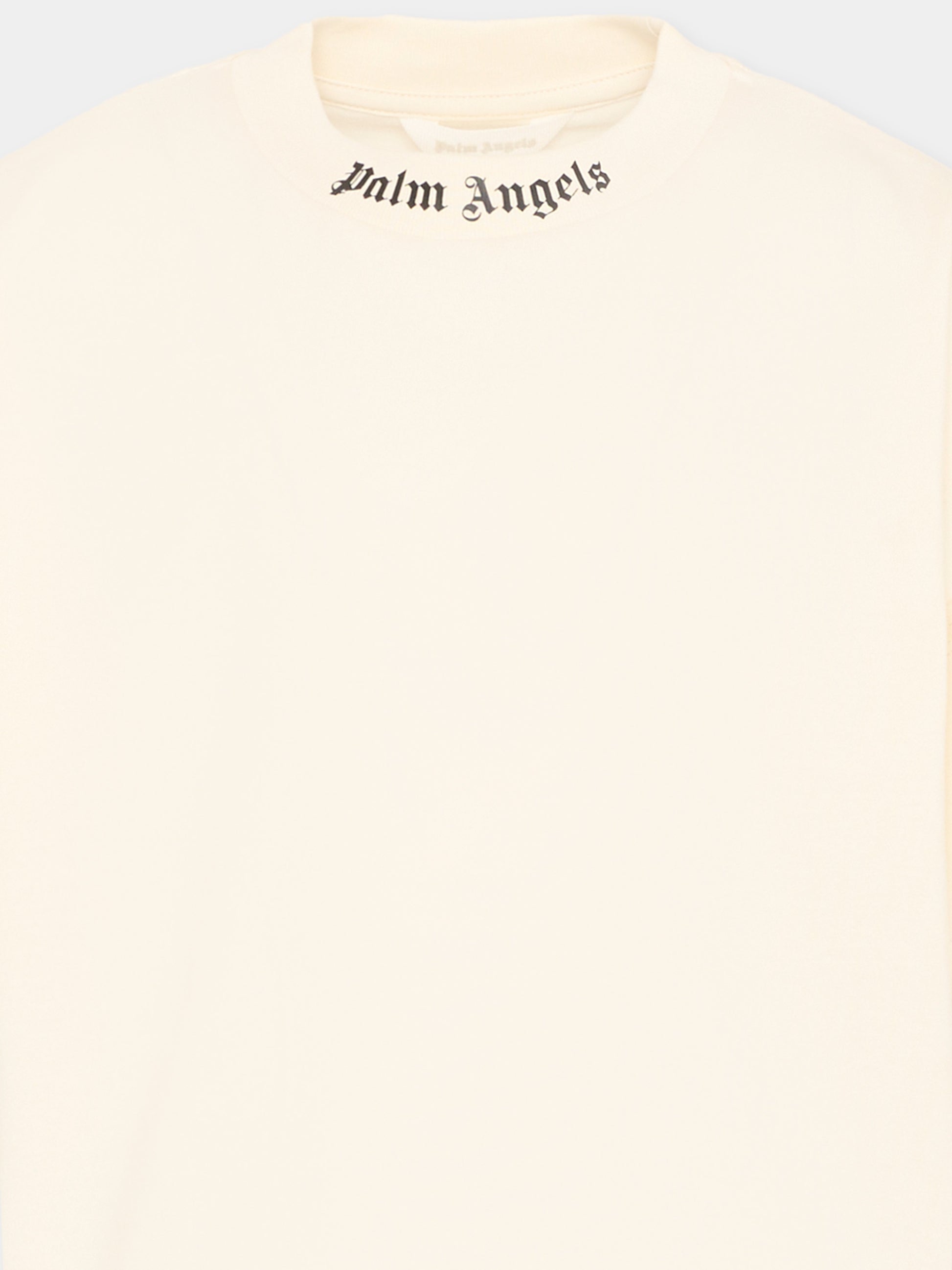 T-Shirt avorio per bambini con logo,Palm Angels,PBAA002S26JER001 002