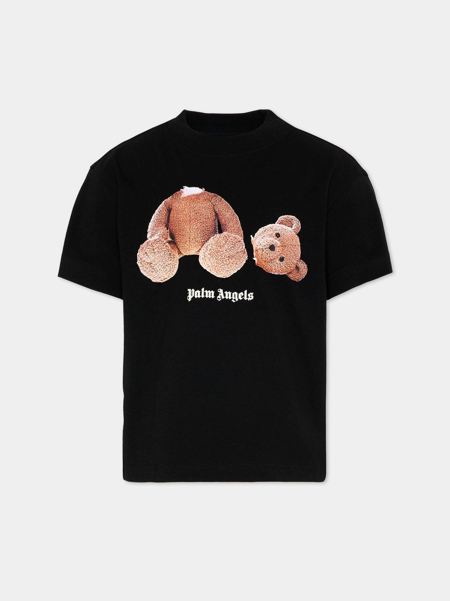 T-Shirt nera per bambini con Teddy Bear,Palm Angels,PBAA003S26JER001 110
