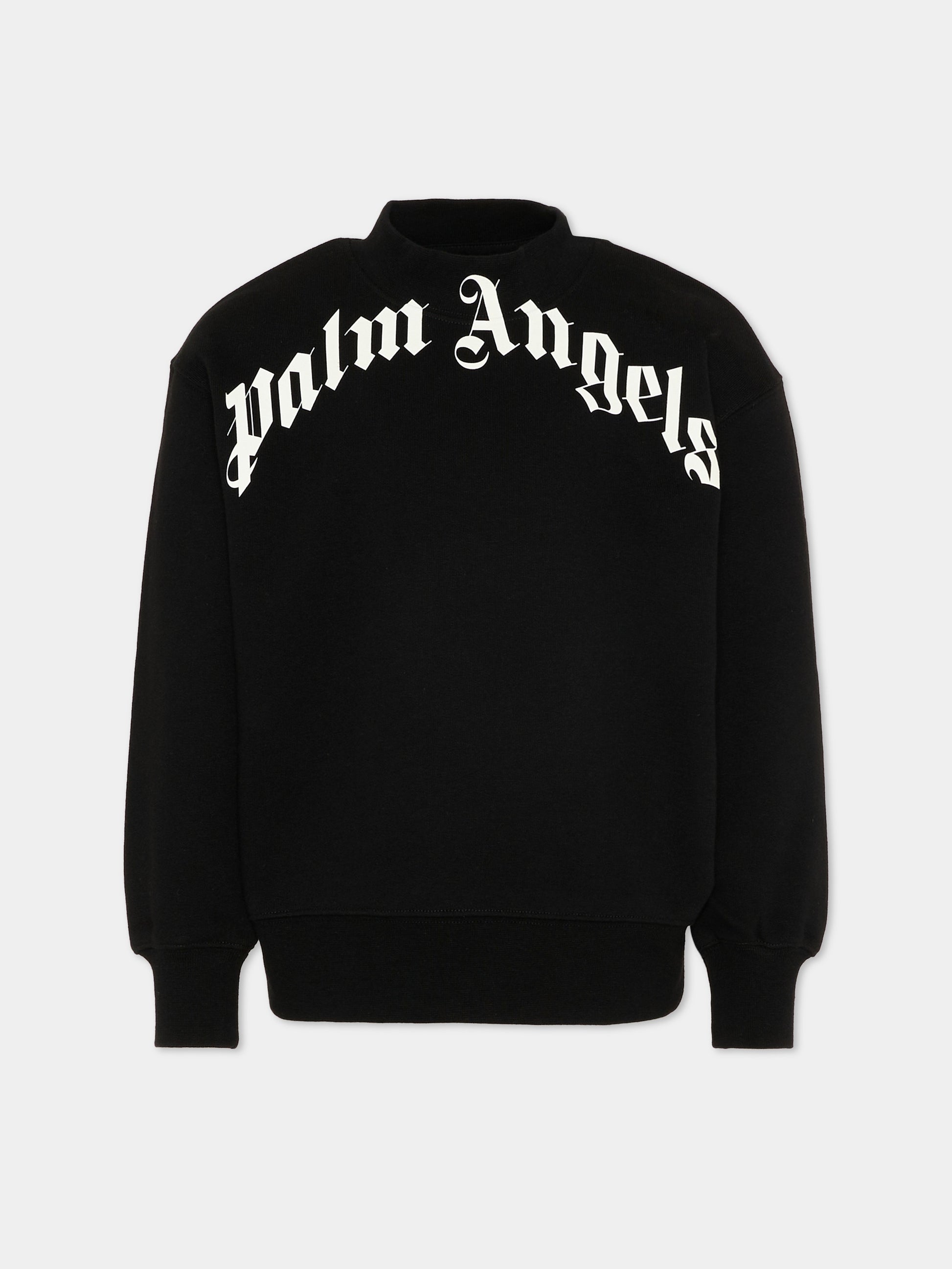 Felpa nero Palm Angels per bambini logo back,Palm Angels,PBBA012S26FLE001 110