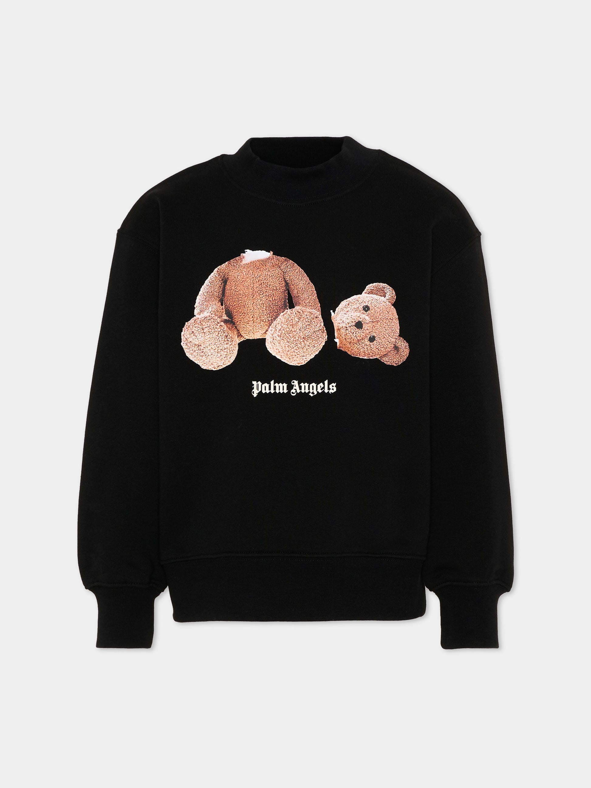 Felpa nera per bambini con Teddy Bear,Palm Angels,PBBA012S26FLE002 110
