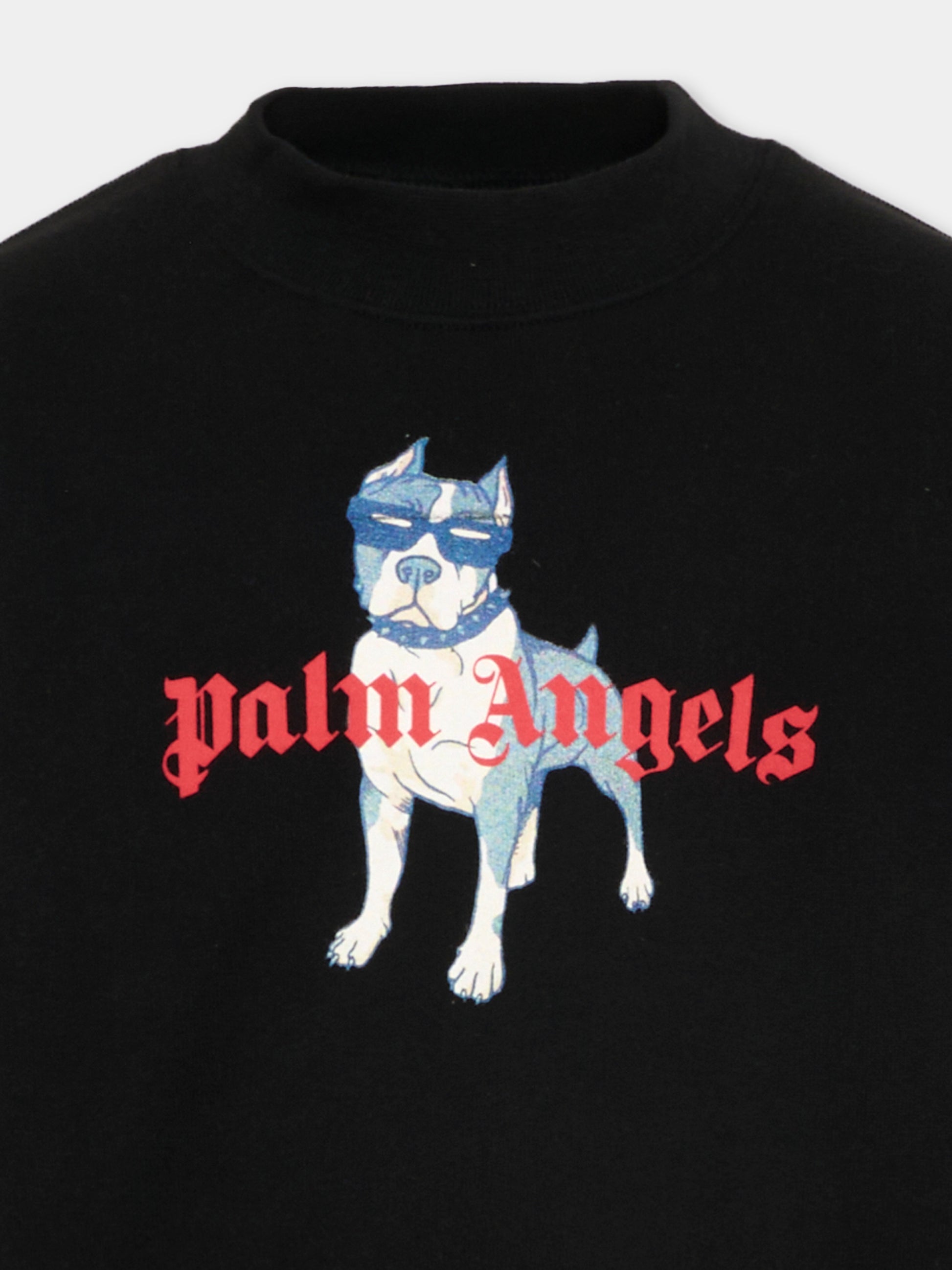 Felpa nera per bambino con cane,Palm Angels,PBBA012S26FLE009 110