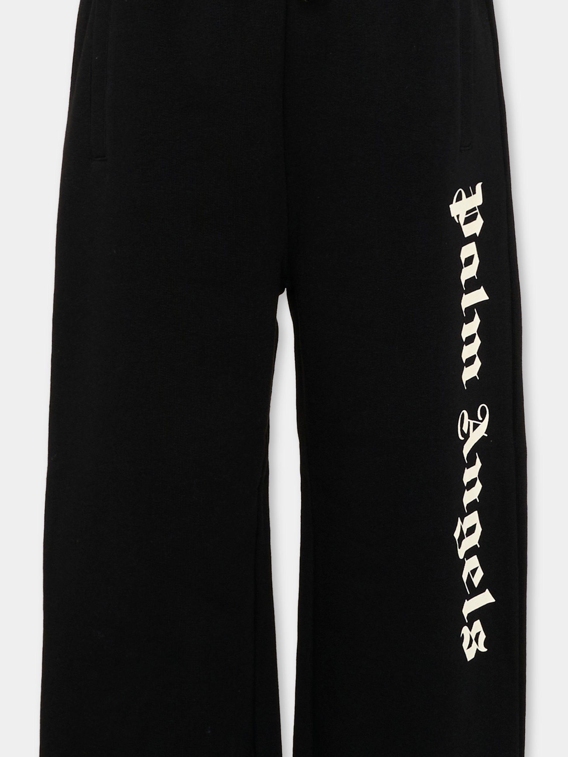 Pantaloni sportivi neri per bambini con logo,Palm Angels,PBCH008S26FLE001 110