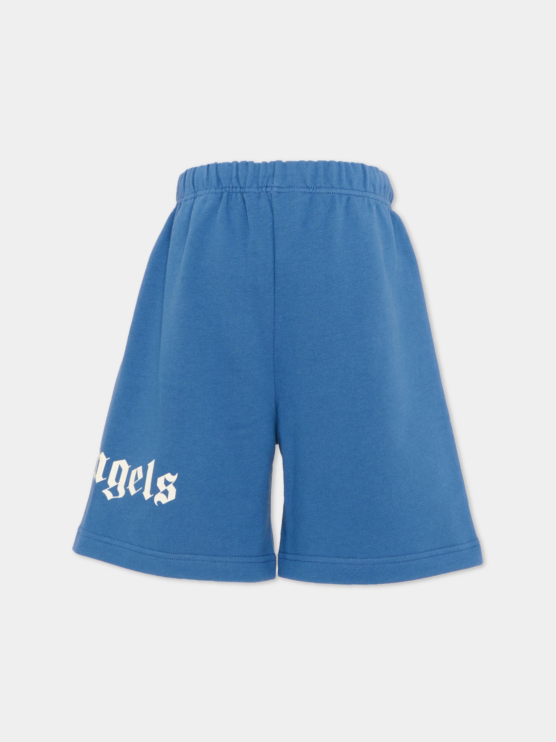 Shorts sportivi blu per bambini con logo,Palm Angels,PBCI006S26FLE001 060