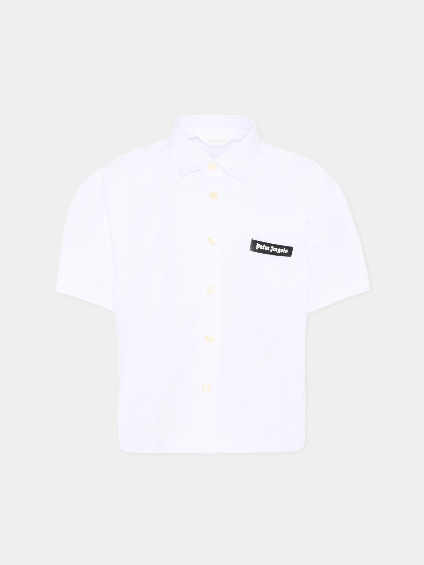 Camicia bianca per bambino con logo,Palm Angels,PBGG003S26FAB001 002