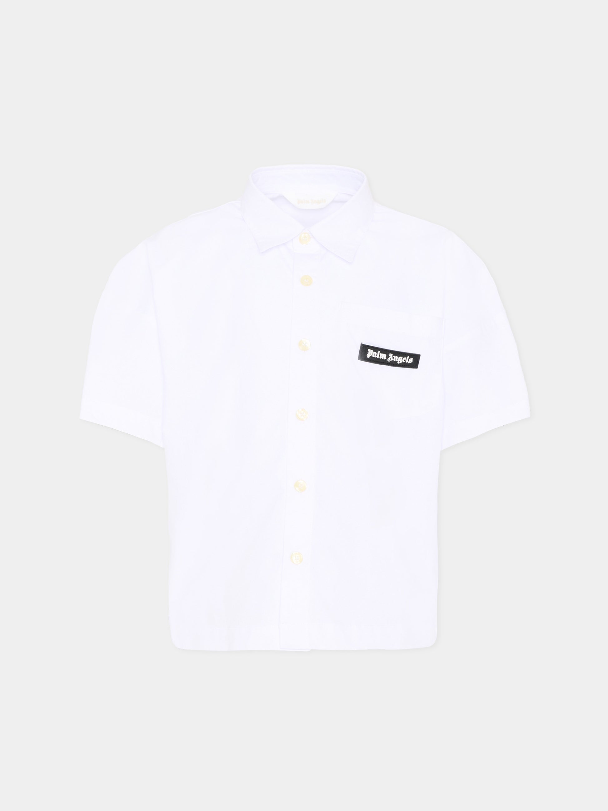Camicia bianca per bambino con logo,Palm Angels,PBGG003S26FAB001 002