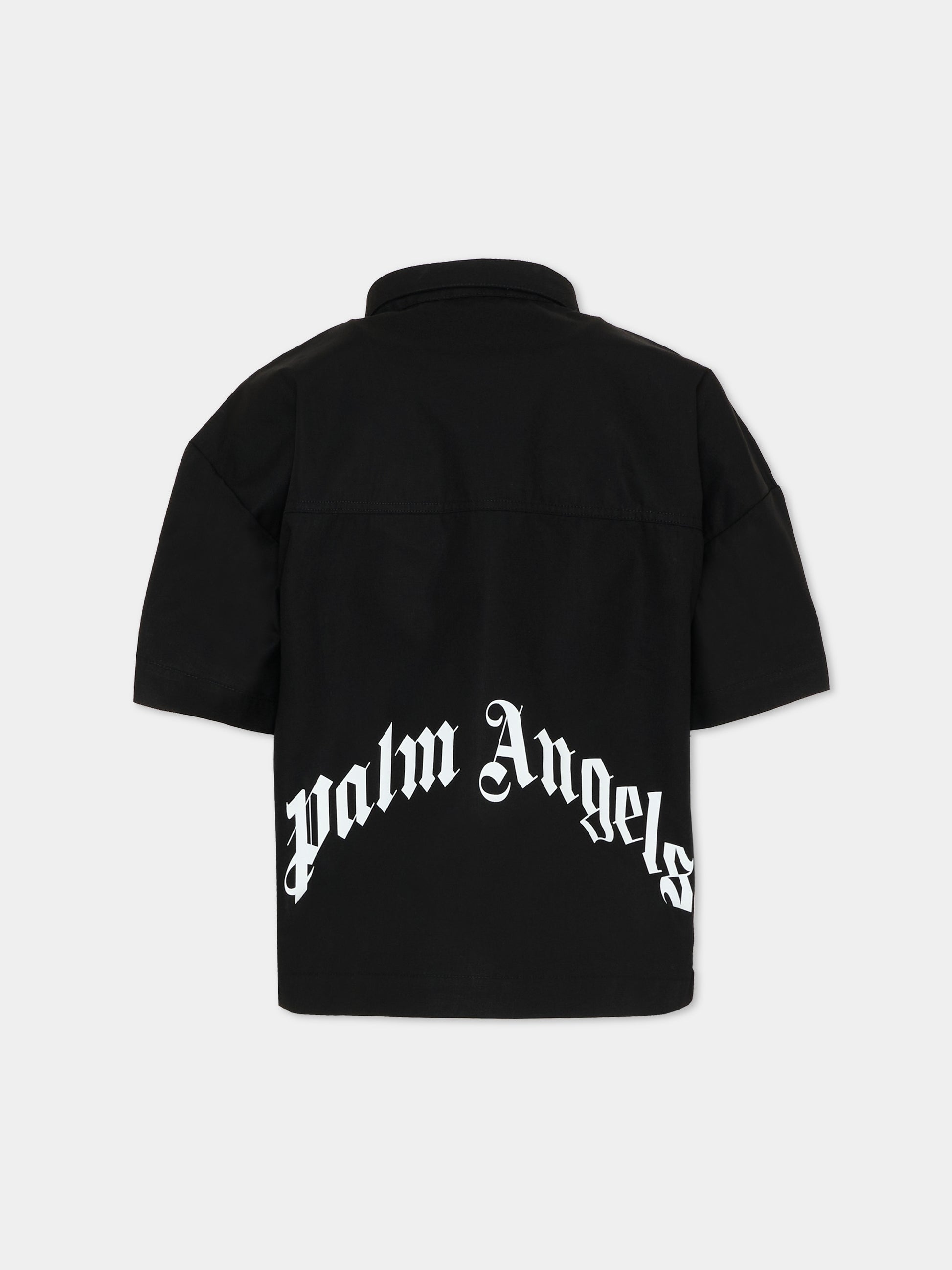 Camicia nera per bambino con logo,Palm Angels,PBGG003S26FAB001 110