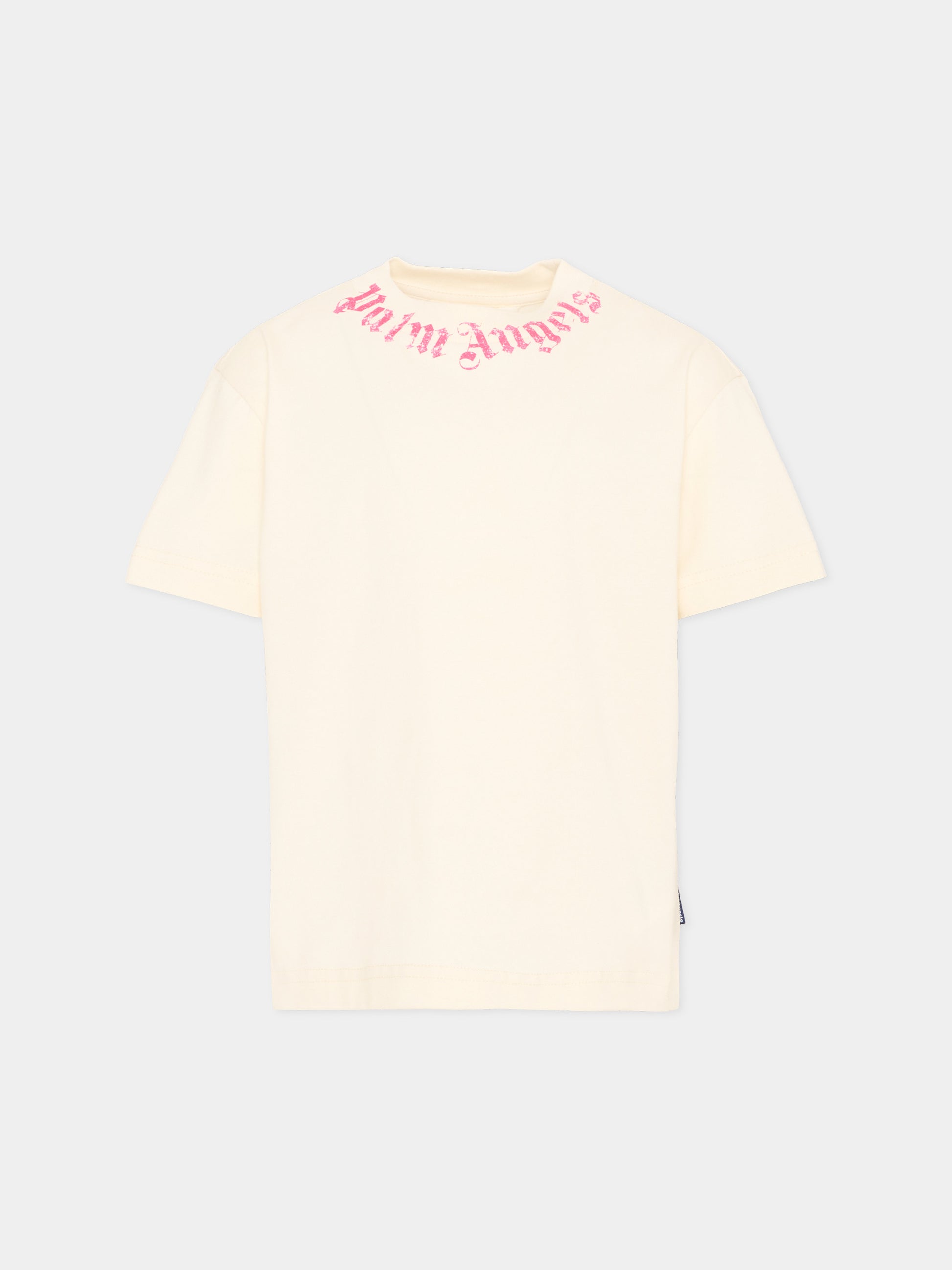 T-Shirt avorio per bambina con logo,Palm Angels,PGAA002S26JER005 002