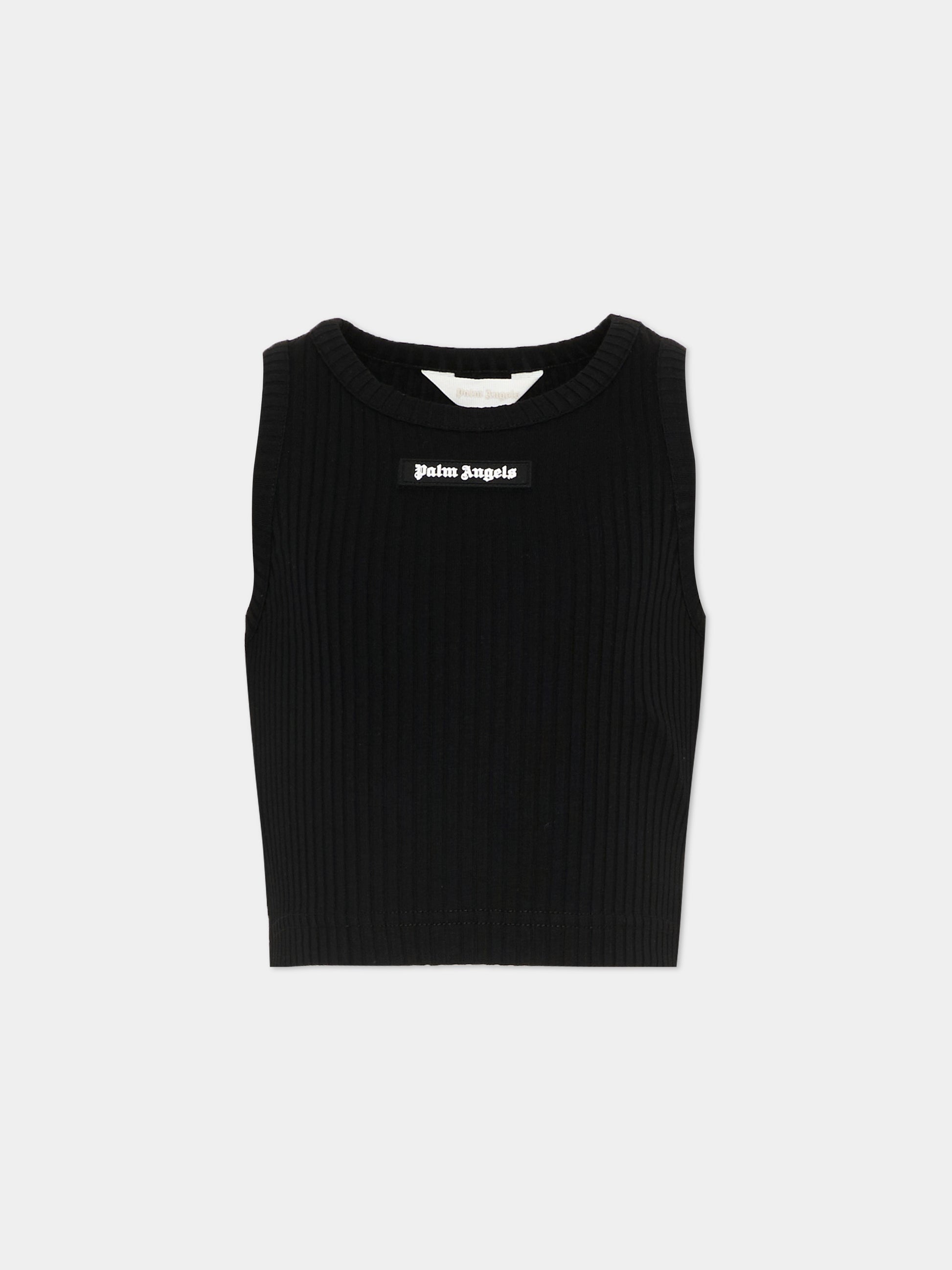 Top nero per bambina con logo,Palm Angels,PGAG002S26JER002 110