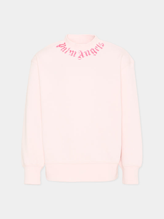 Felpa rosa per bambina con logo,Palm Angels,PGBA013S26FLE004 042