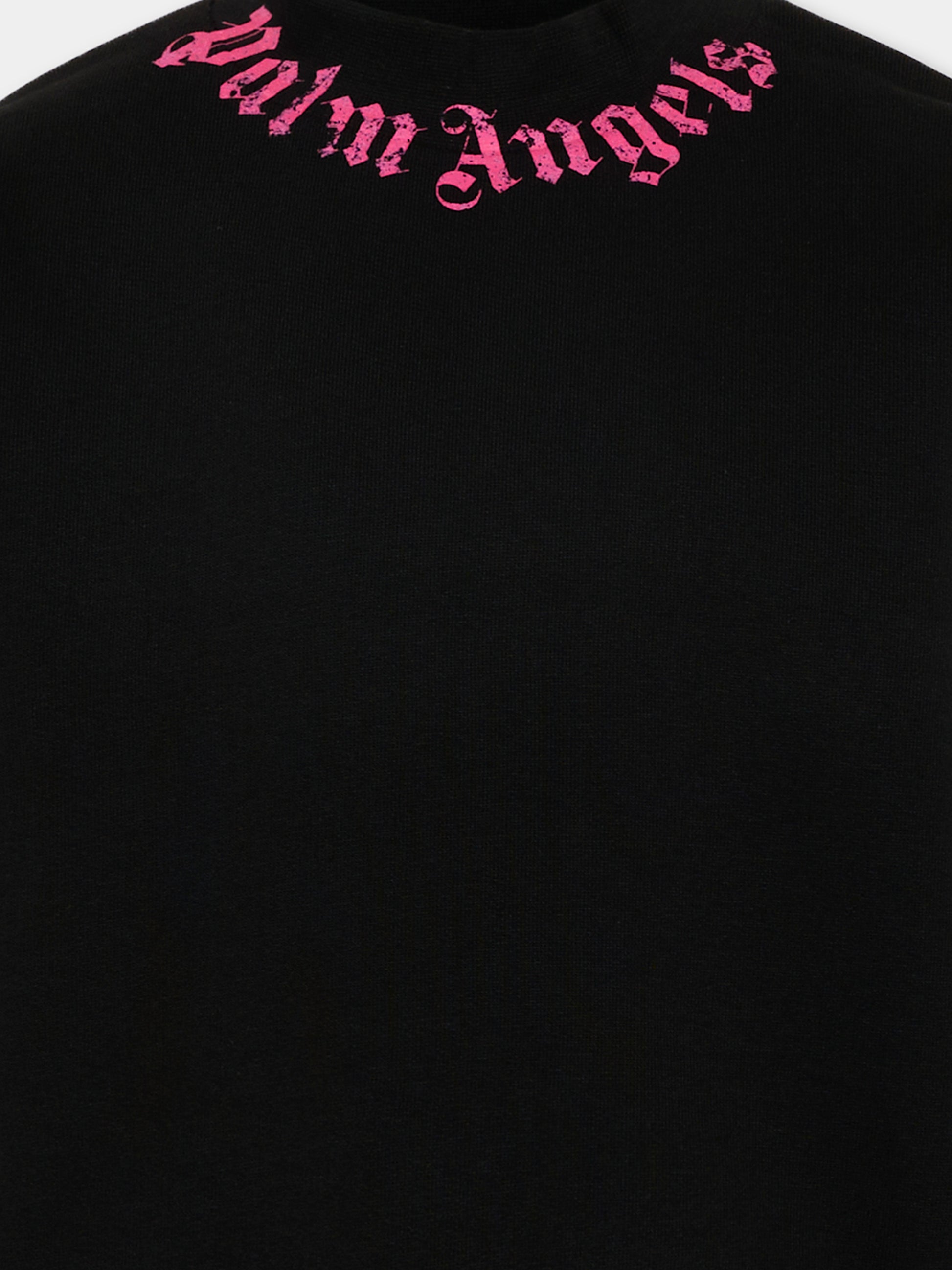 Felpa nera per bambina con logo,Palm Angels,PGBA013S26FLE004 110