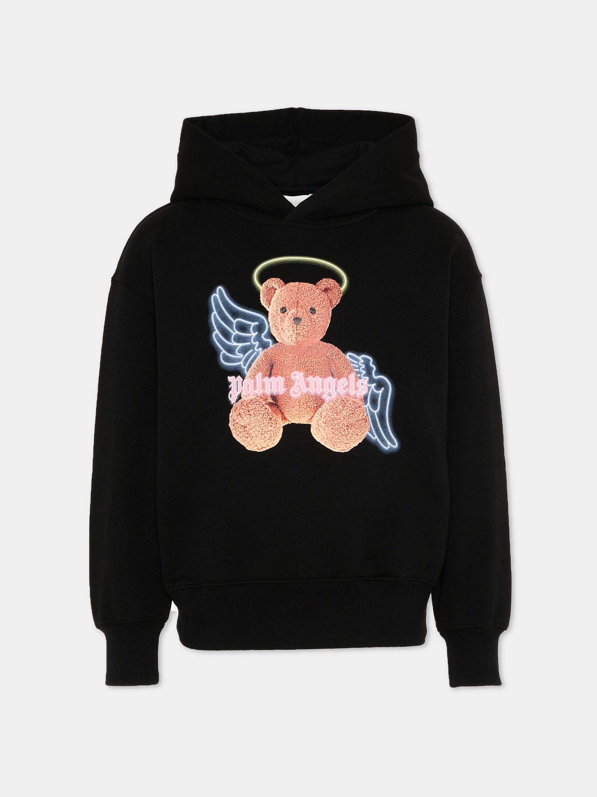 Felpa nera teddy bear per bambina,Palm Angels,PGBB015S26FLE001 110