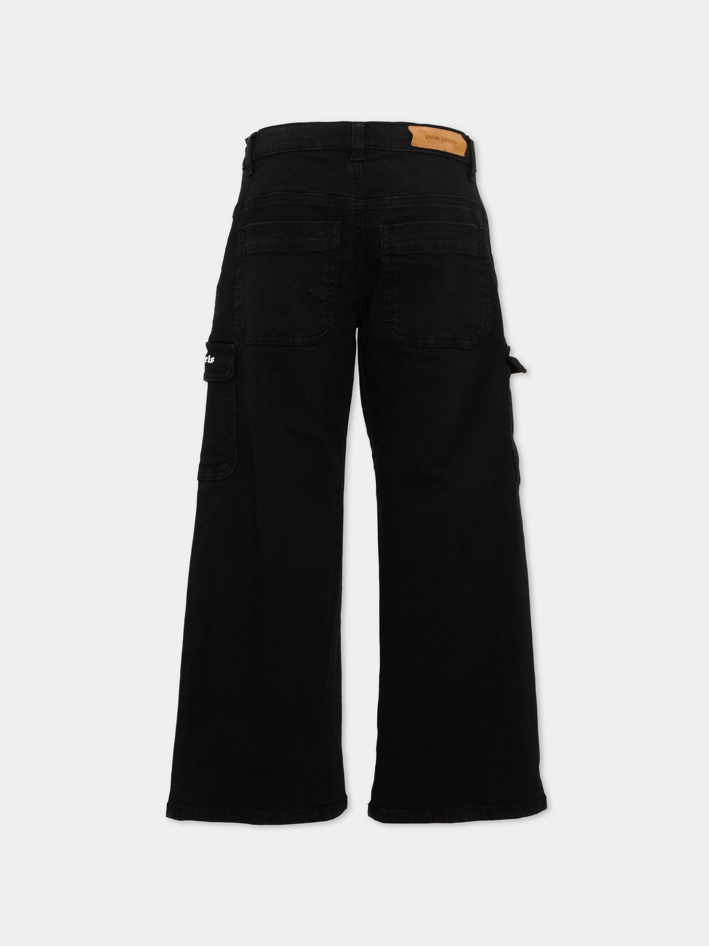 Pantaloni casual neri per bambina con logo,Palm Angels,PGCA026S26FAB001 110