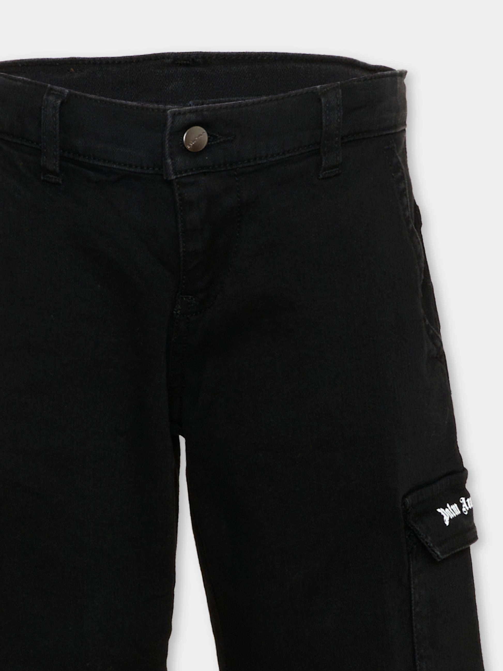 Pantaloni casual neri per bambina con logo,Palm Angels,PGCA026S26FAB001 110