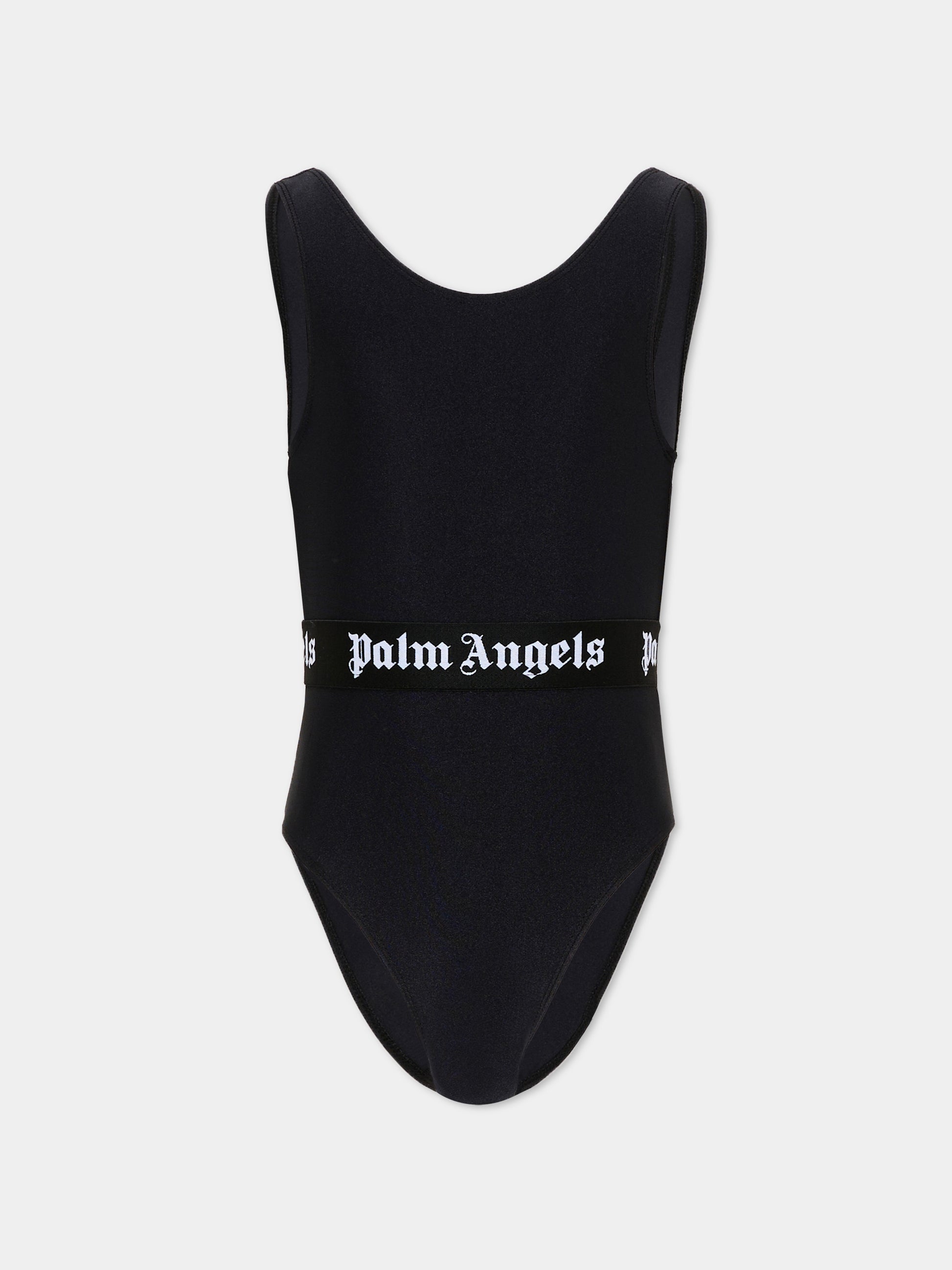 Costume intero nero per bambina con logo,Palm Angels,PGFC002S26JER001 110