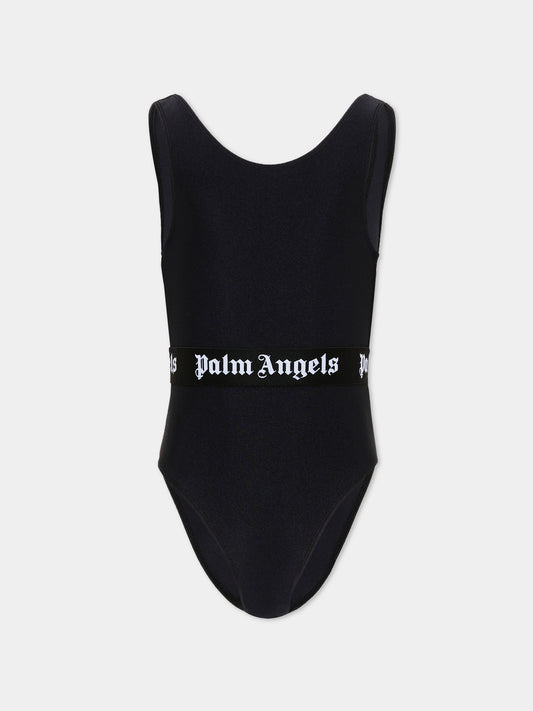 Costume intero nero per bambina con logo,Palm Angels,PGFC002S26JER001 110