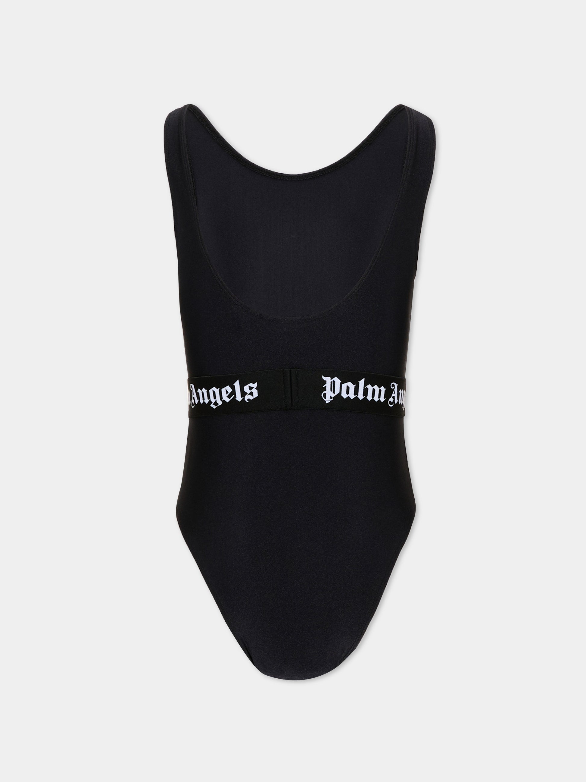 Costume intero nero per bambina con logo,Palm Angels,PGFC002S26JER001 110