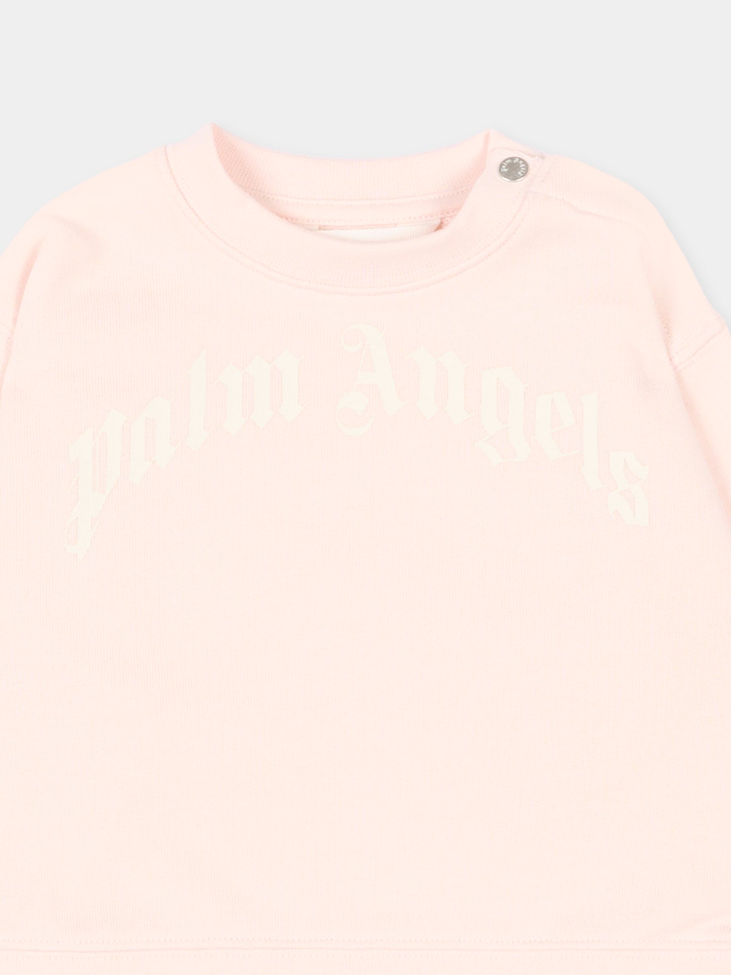 Felpa rosa per neonata con logo,Palm Angels,PGXC001S26FLE002 042