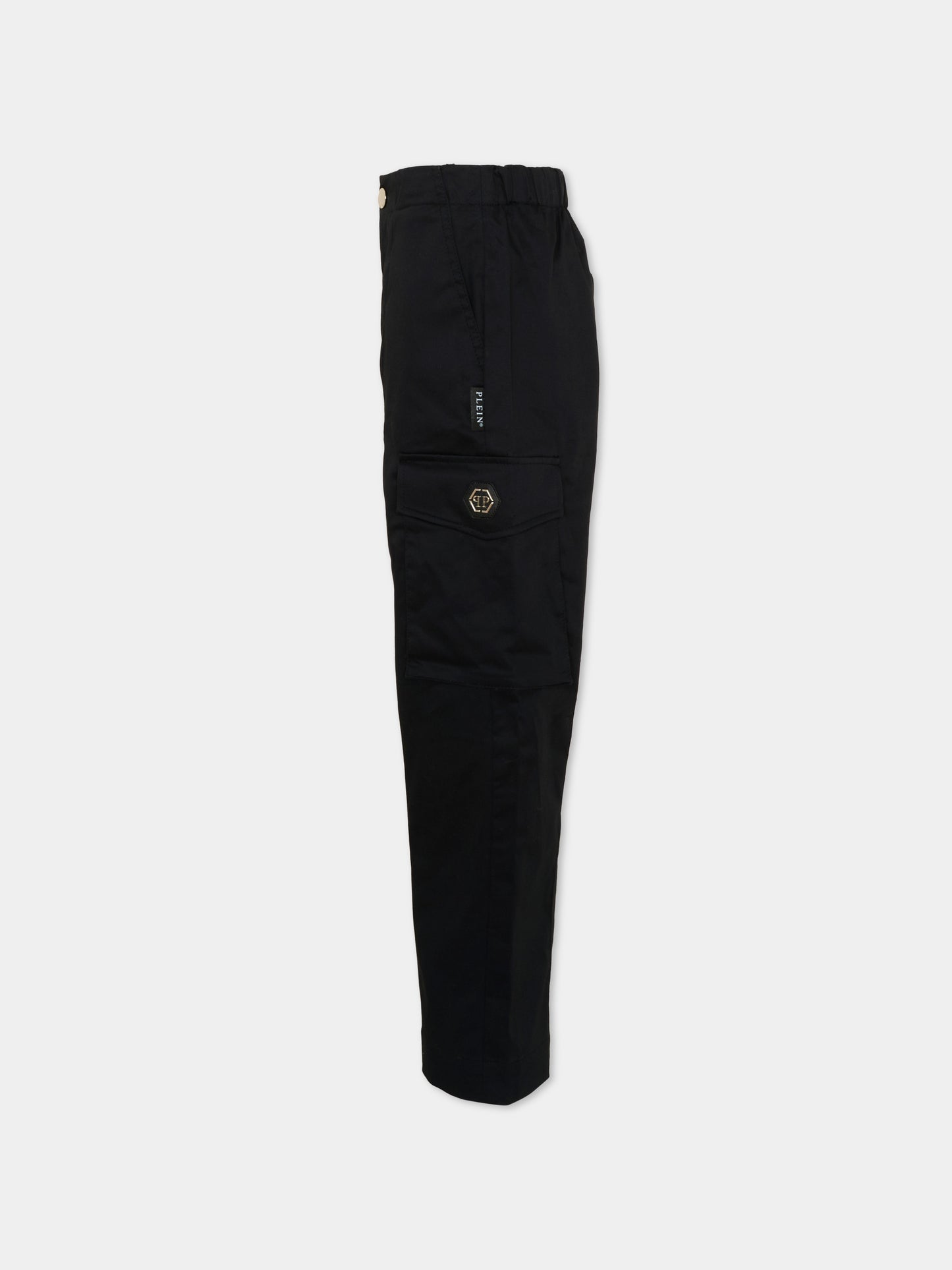 Pantaloni nero per bambino con tasche cargo,Philipp Plein Junior,S6PHJBPA057 110