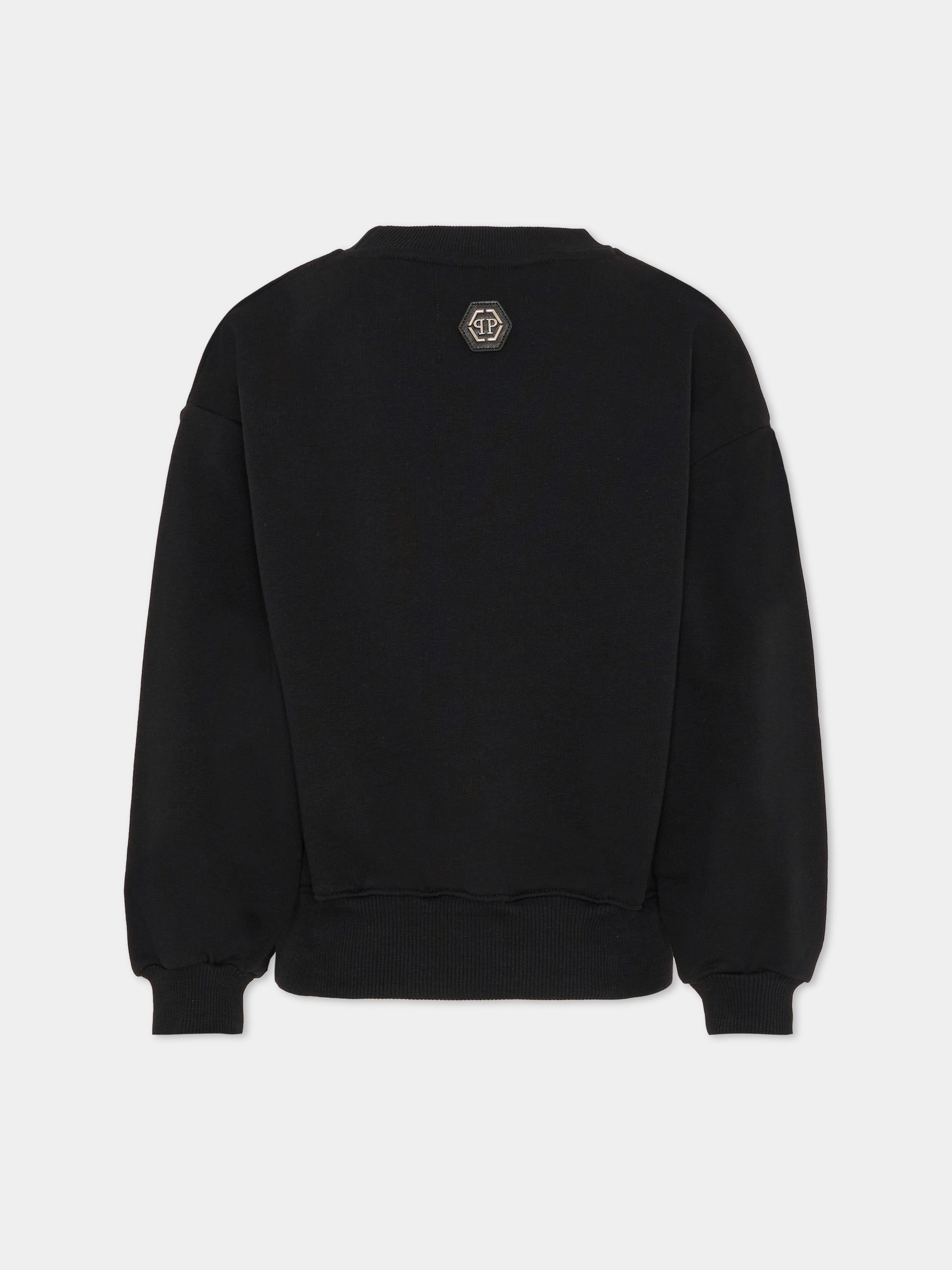 Felpa nera per bambina con orsetto,Philipp Plein Junior,S6PHJGSW156 110