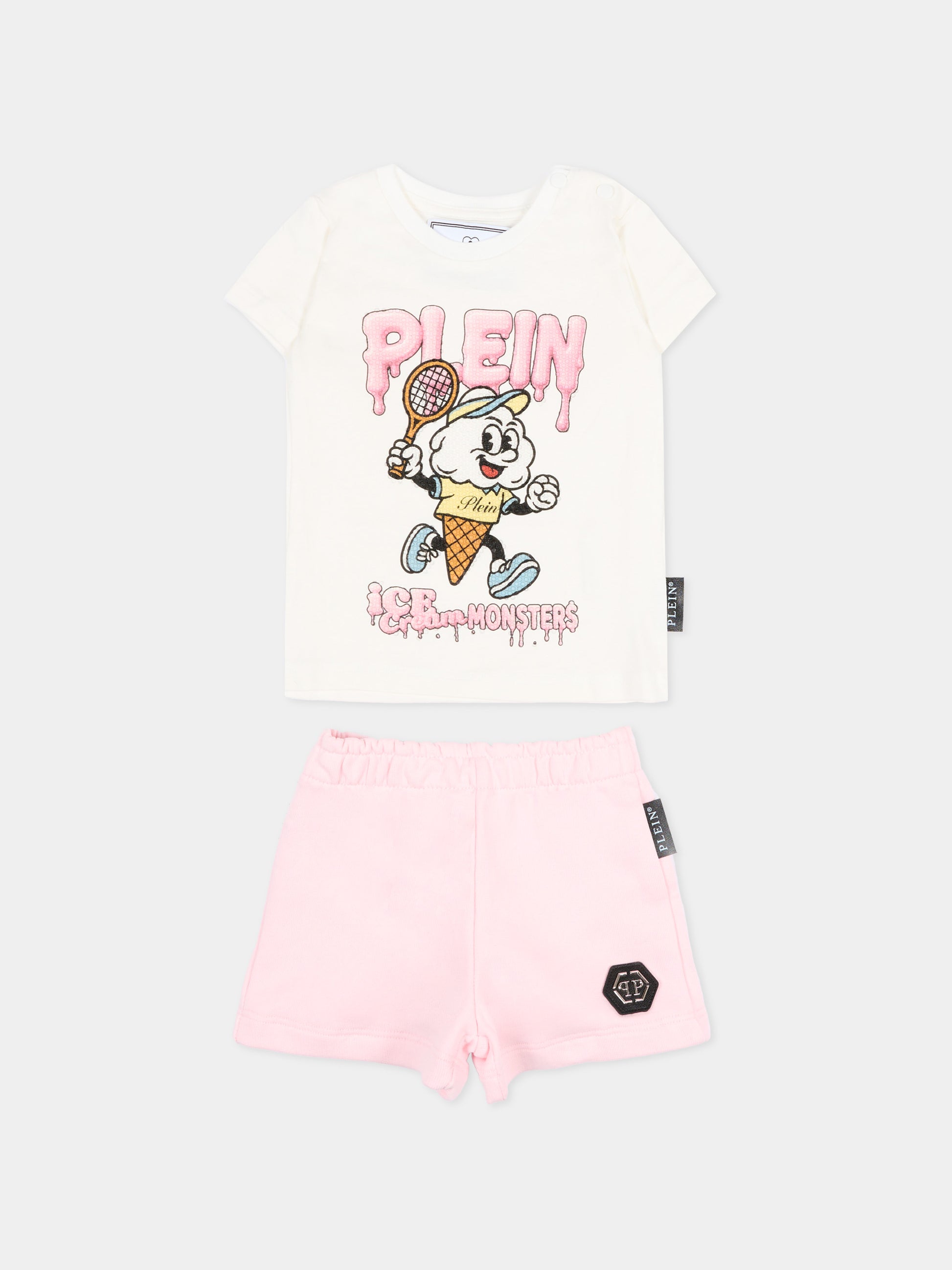 Completo sportivo bianco per neonata con strass,Philipp Plein Junior,S6PHNGTT256 002/16