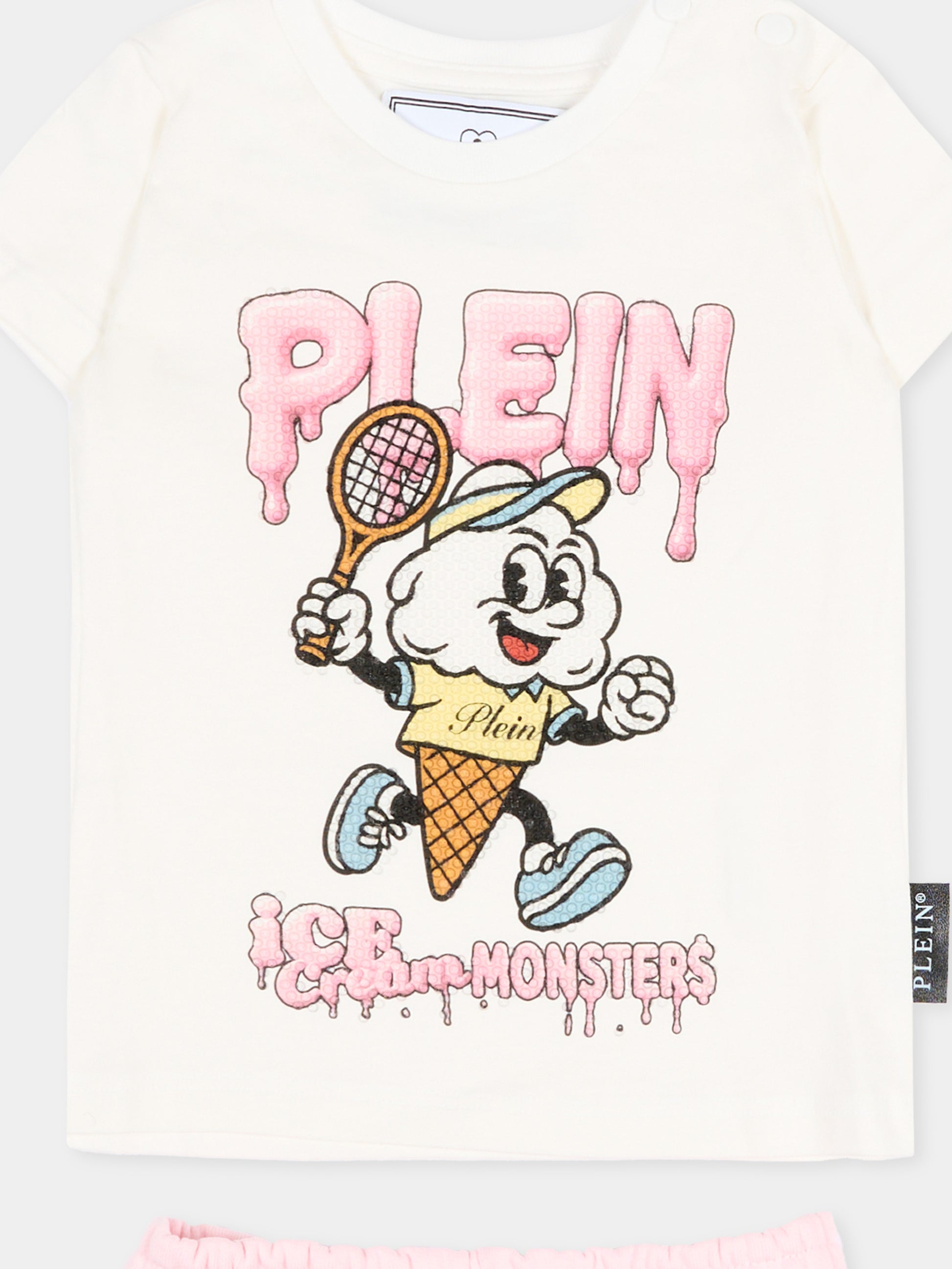 Completo sportivo bianco per neonata con strass,Philipp Plein Junior,S6PHNGTT256 002/16