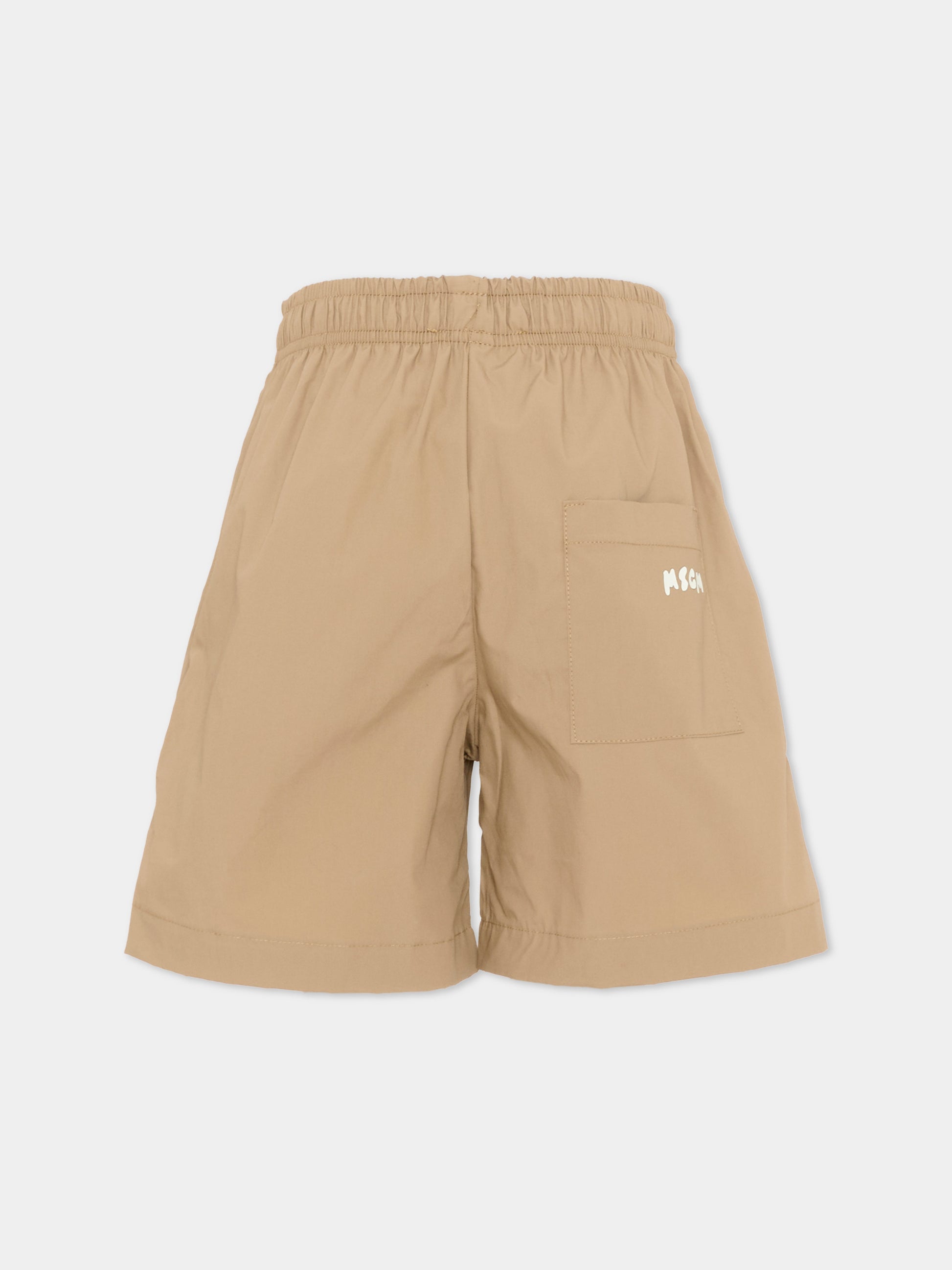 Shorts beige per bambino con logo,Msgm Kids,S6MSJBBE190 178