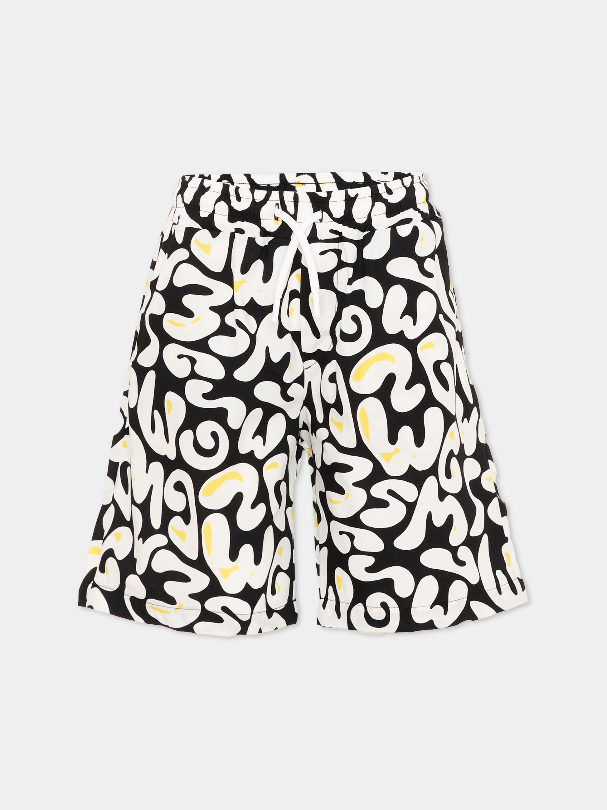 Shorts nero per bambino con stampa logo,Msgm Kids,S6MSJBBE253 110