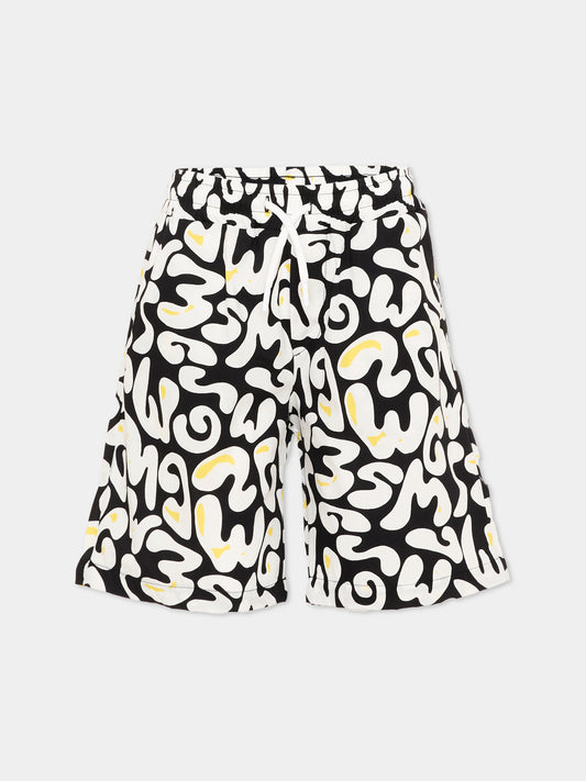 Shorts nero per bambino con stampa logo,Msgm Kids,S6MSJBBE253 110