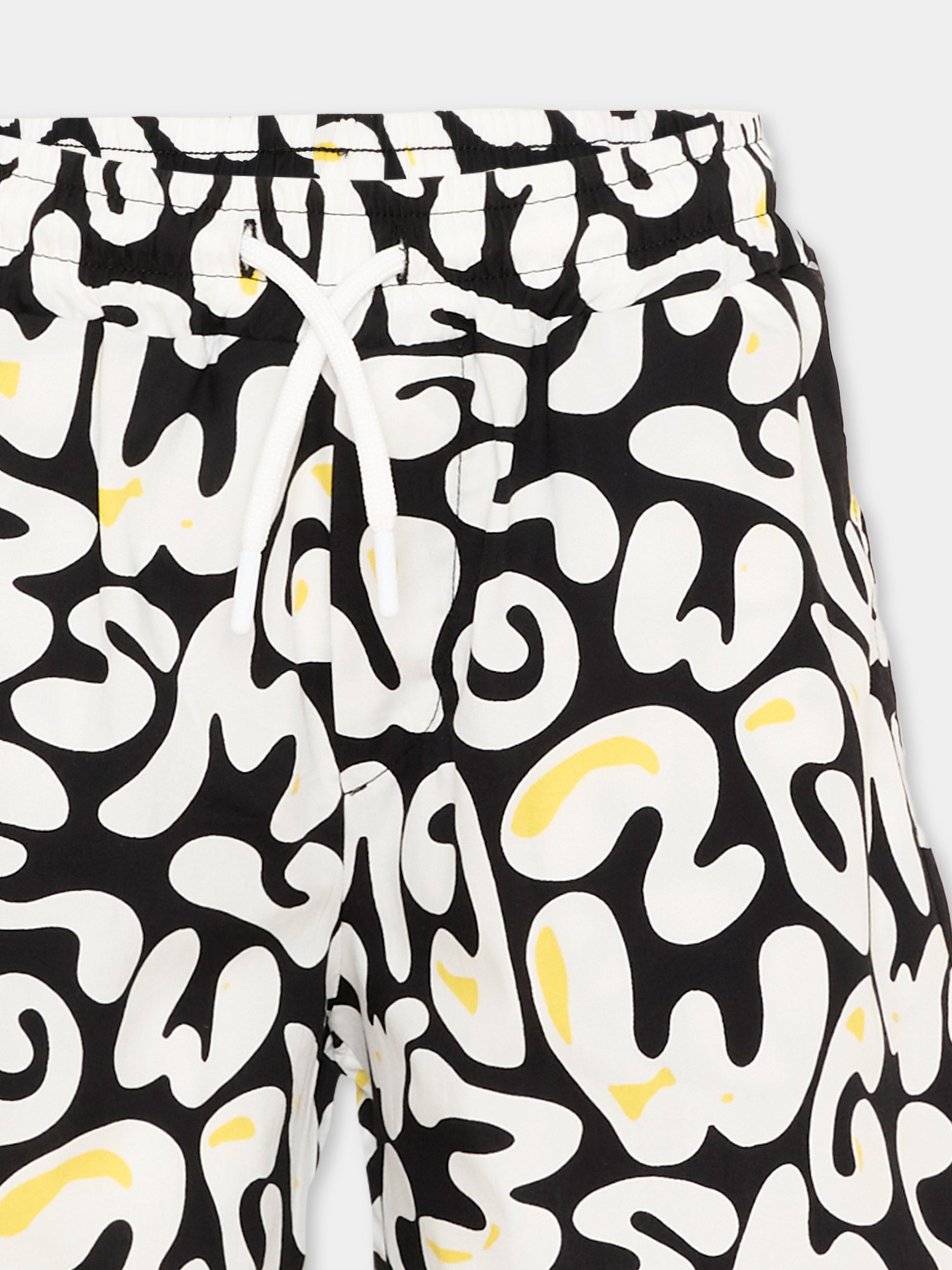 Shorts nero per bambino con stampa logo,Msgm Kids,S6MSJBBE253 110
