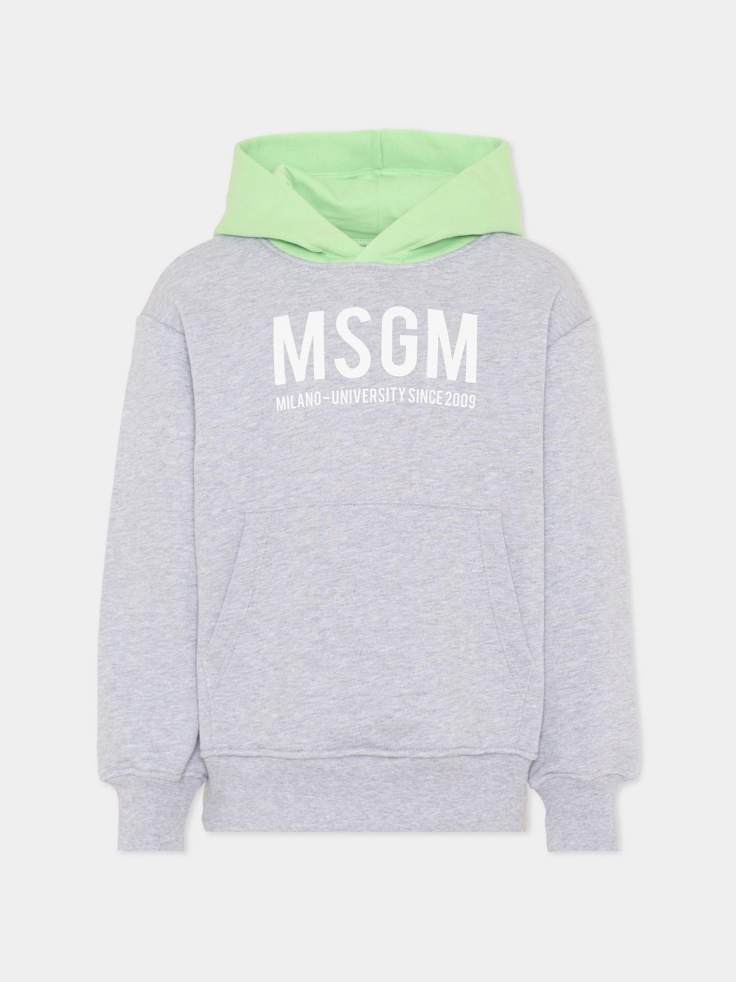 Felpa grigia per bambino con logo,Msgm Kids,S6MSJBHS050 271/01