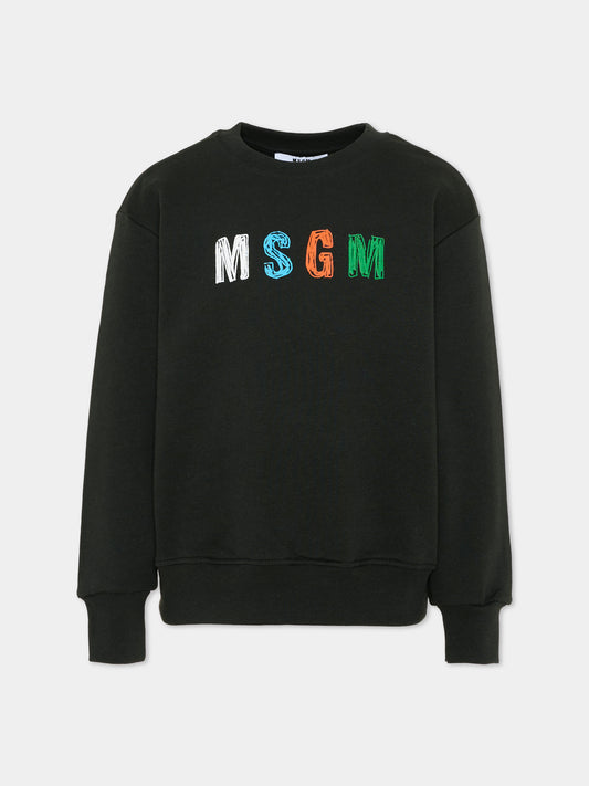 Felpa nera per bambino con logo,Msgm Kids,S6MSJBSW237 MS040