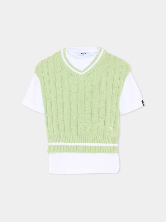 Gilet verde per bambino con logo,Msgm Kids,S6MSJBTH058 001/77
