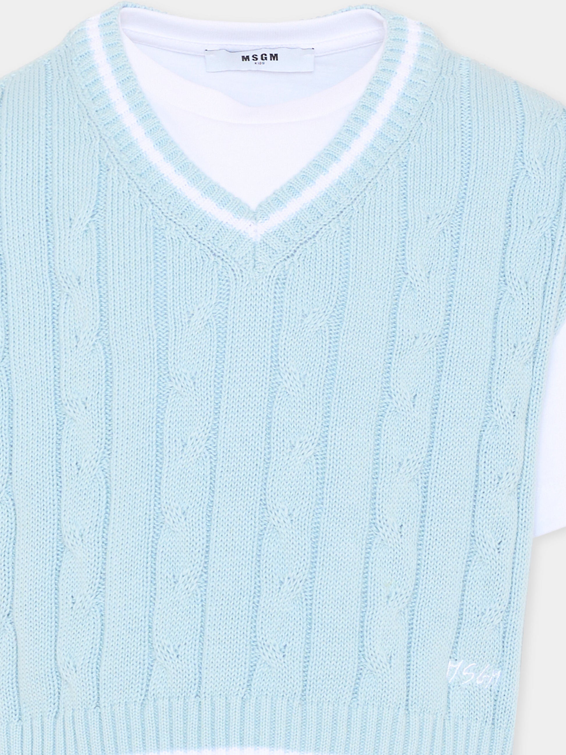 Gilet celeste per bambino con logo,Msgm Kids,S6MSJBTH058 001/80