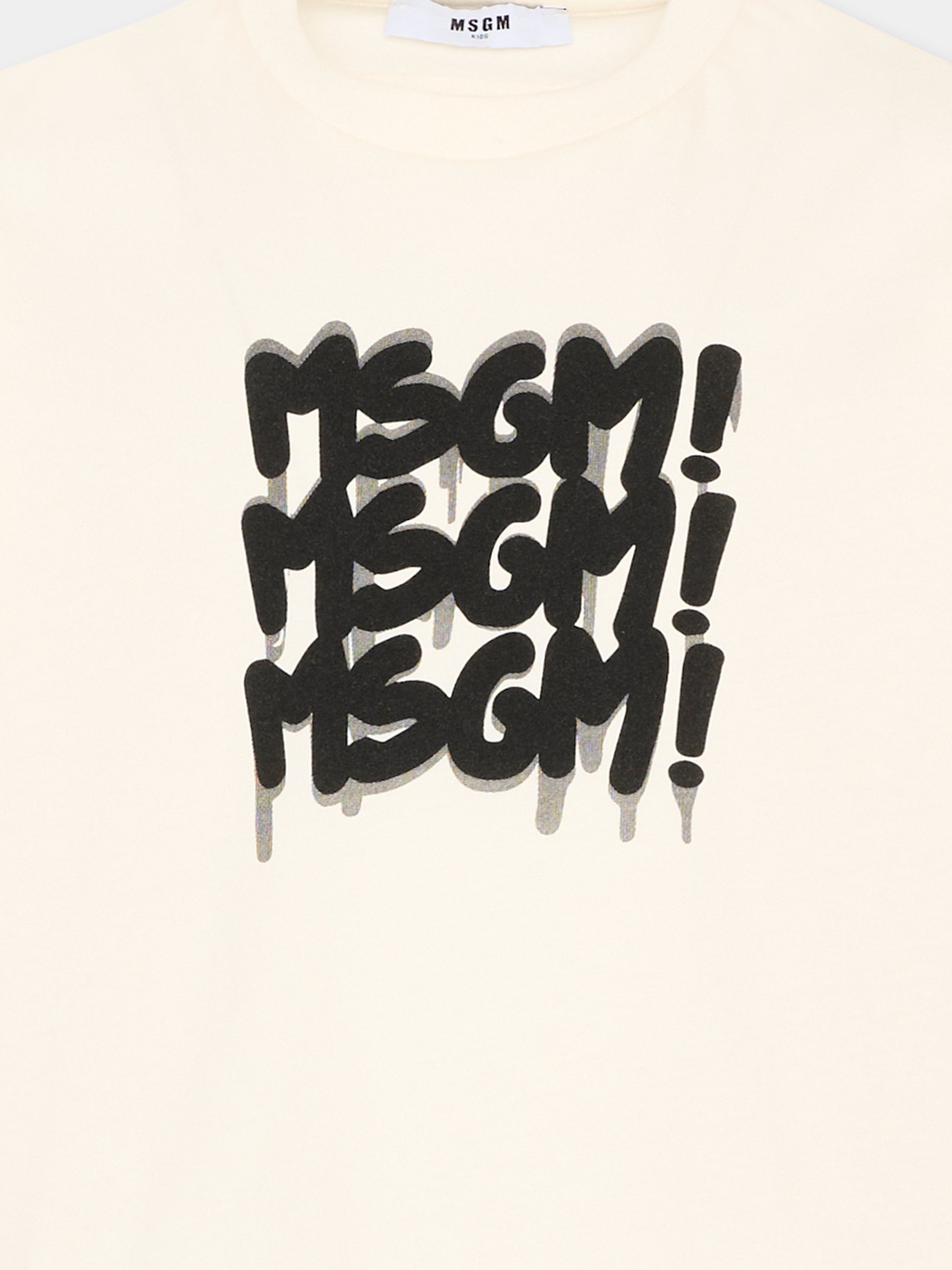 T-Shirt avorio per bambino con logo,Msgm Kids,S6MSJBTH227 013