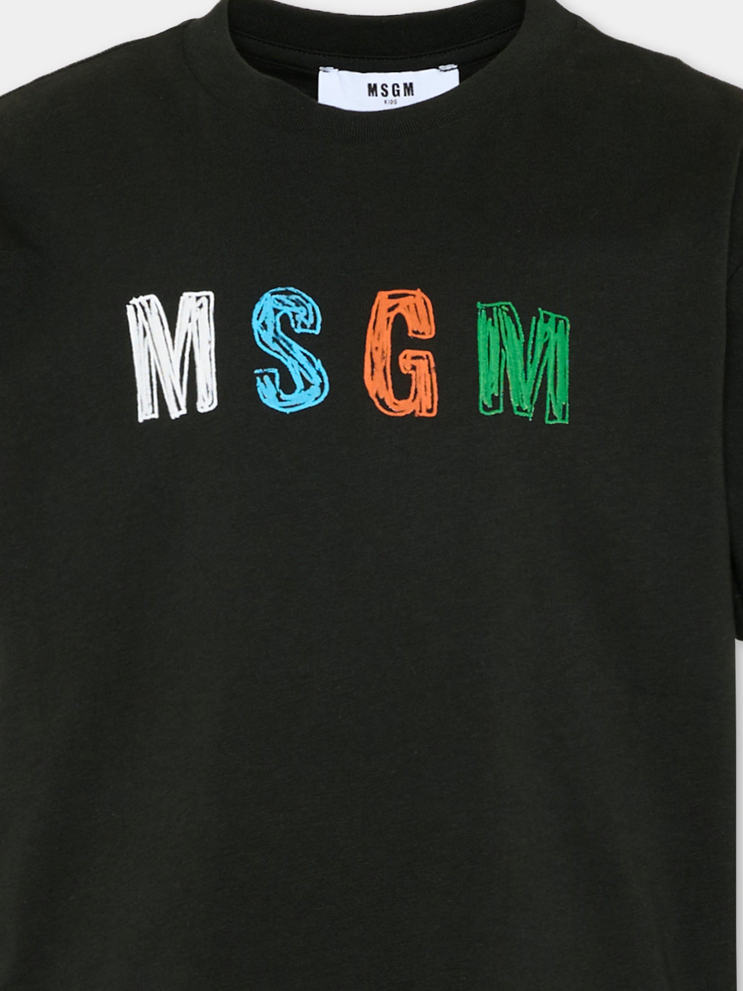 T-Shirt nera per bambino con logo,Msgm Kids,S6MSJBTH232 MS040