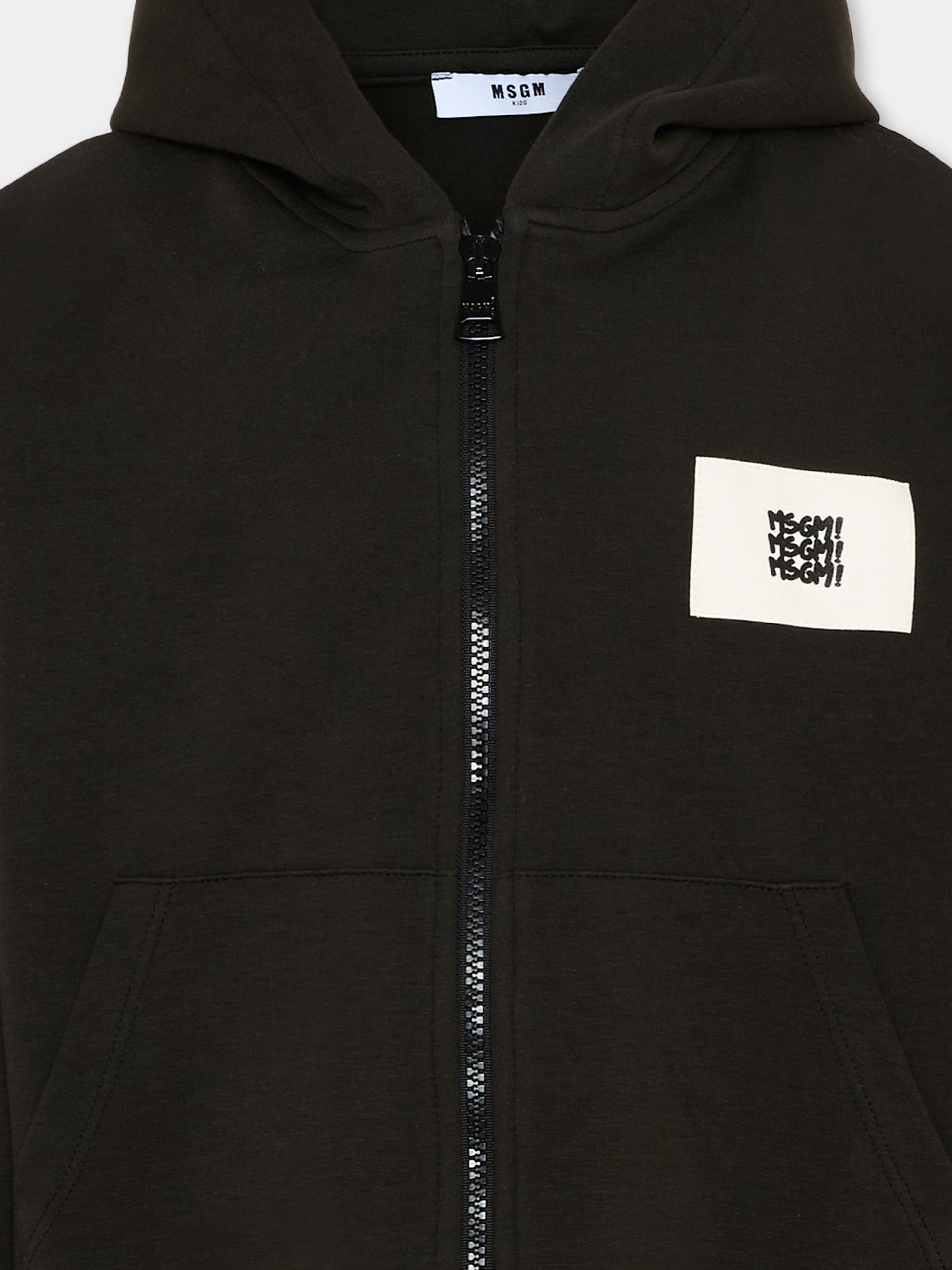 Felpa nera per bambino con logo,Msgm Kids,S6MSJBZH225 MS040