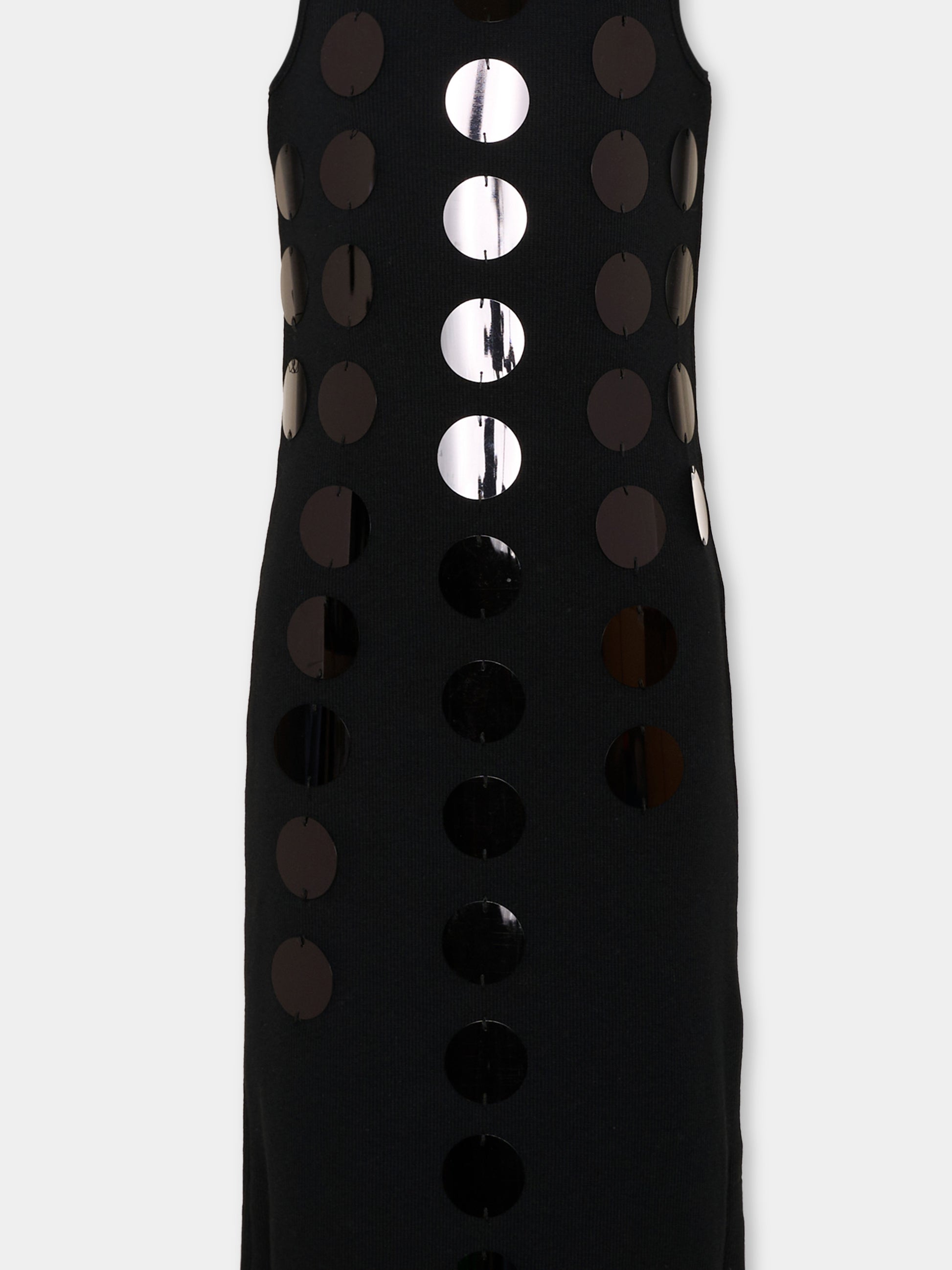 Vestito nero per bambina con paillettes,Msgm Kids,S6MSJGDR101 110