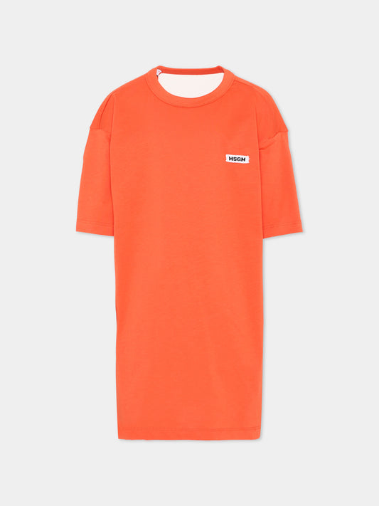 Vestito rosso per bambina con logo,Msgm Kids,S6MSJGDR169 MS074