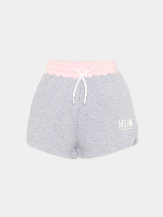 Shorts sportivi grigi per bambina con logo,Msgm Kids,S6MSJGSH021 271/02