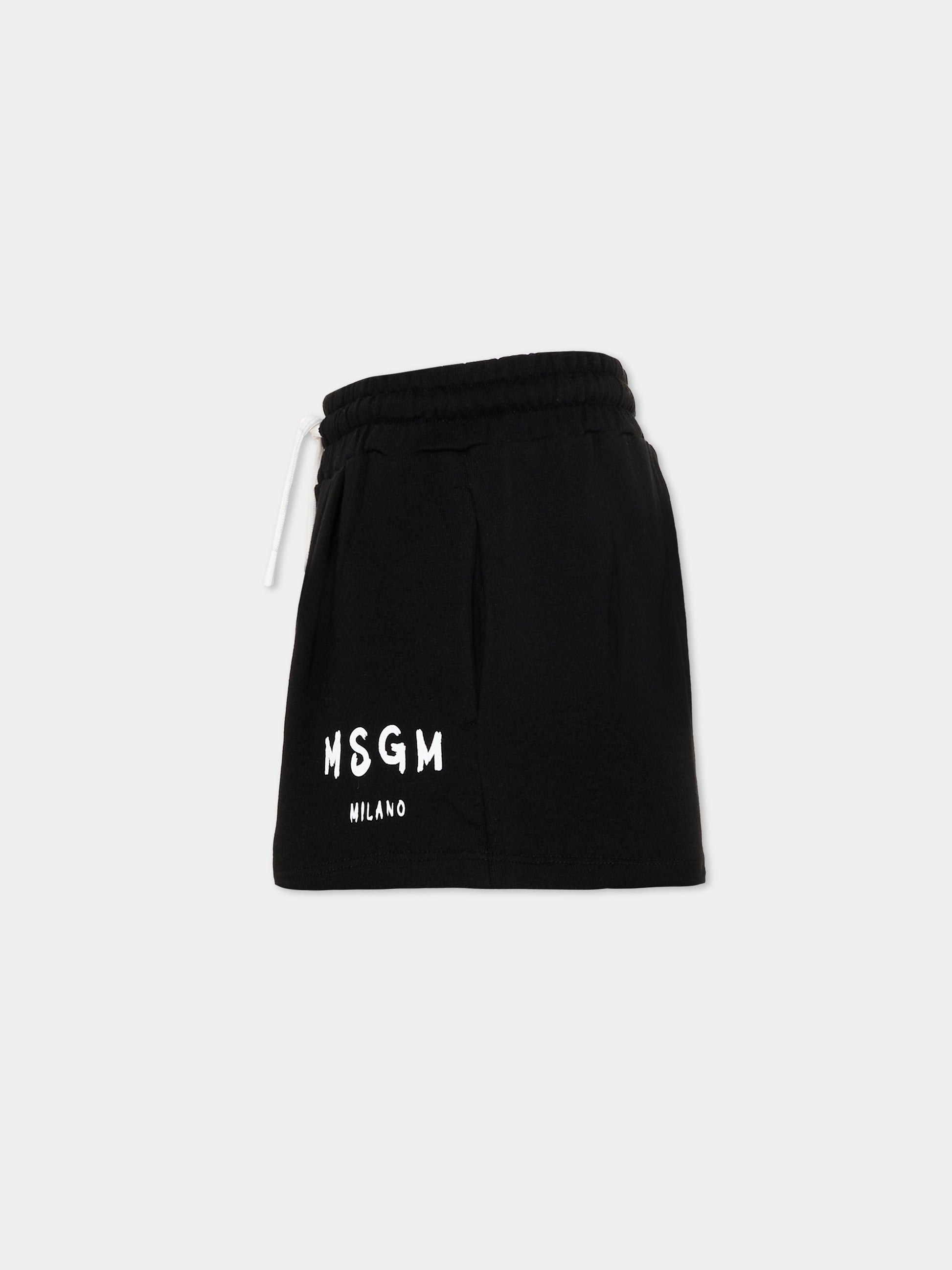 Shorts sportivi neri per bambina con logo,Msgm Kids,S6MSJGSH066 110
