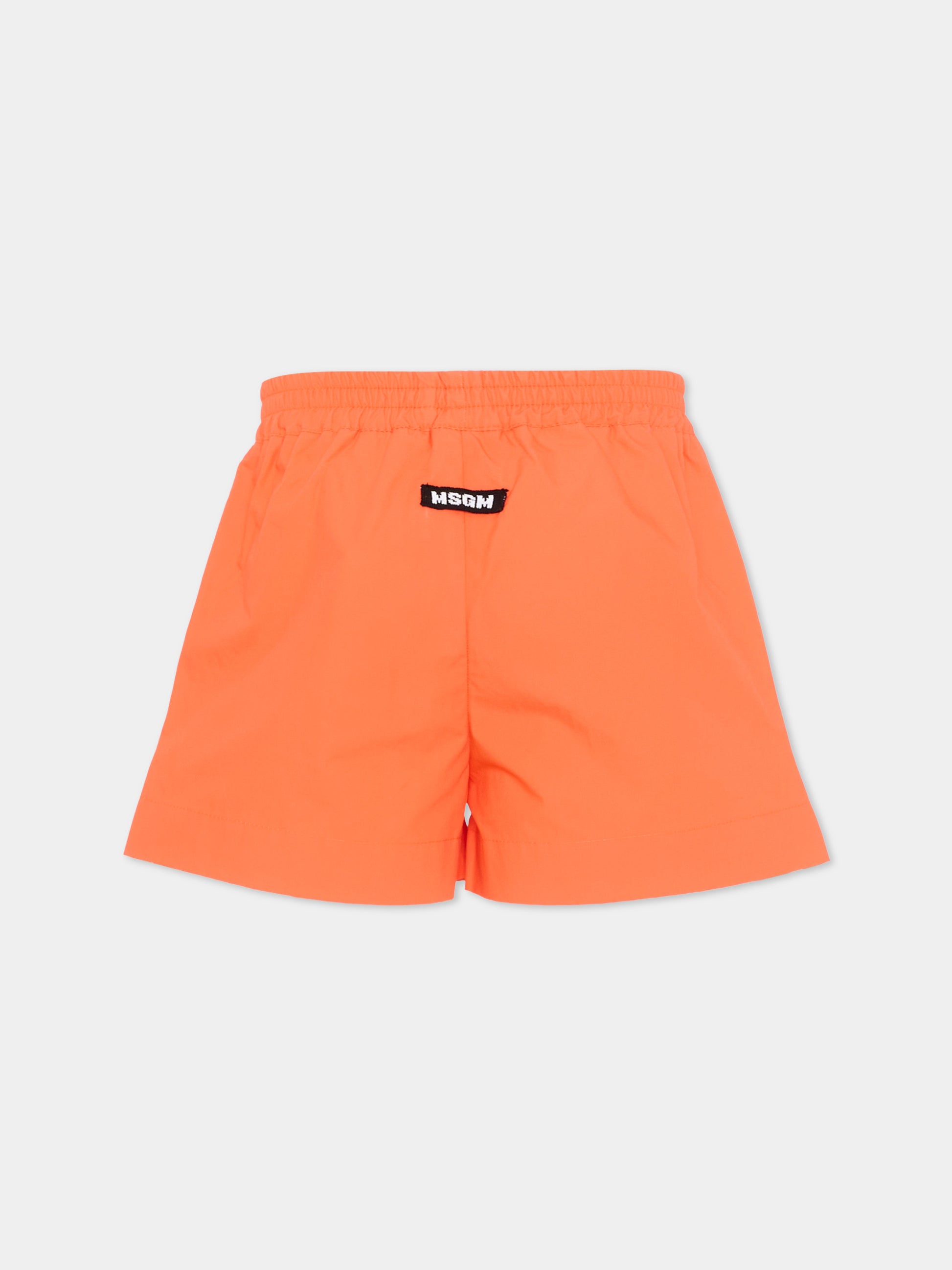 Shorts arancione per bambina con logo,Msgm Kids,S6MSJGSH098 MS074