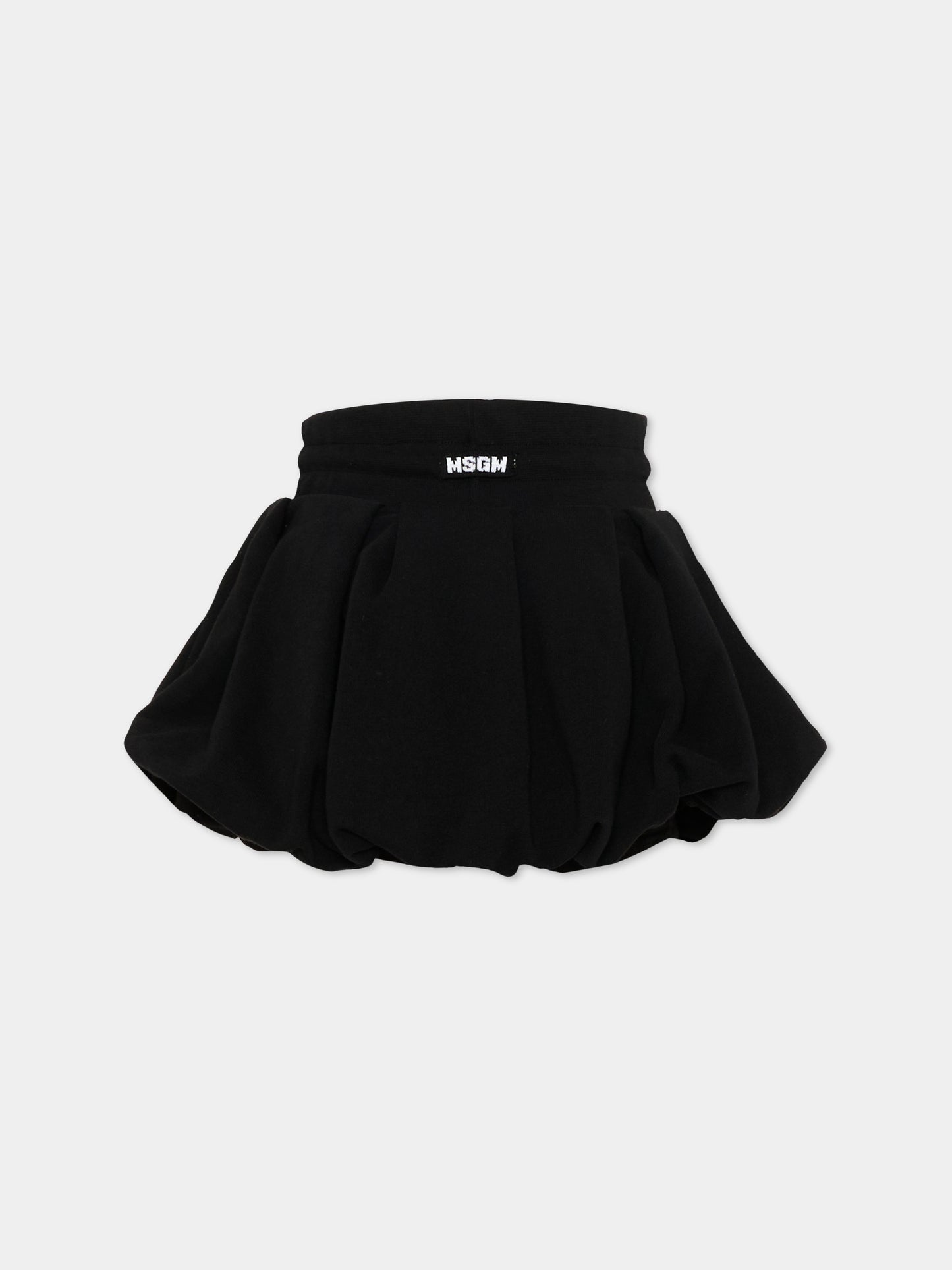 Gonna nera per bambina con logo,Msgm Kids,S6MSJGST086 110