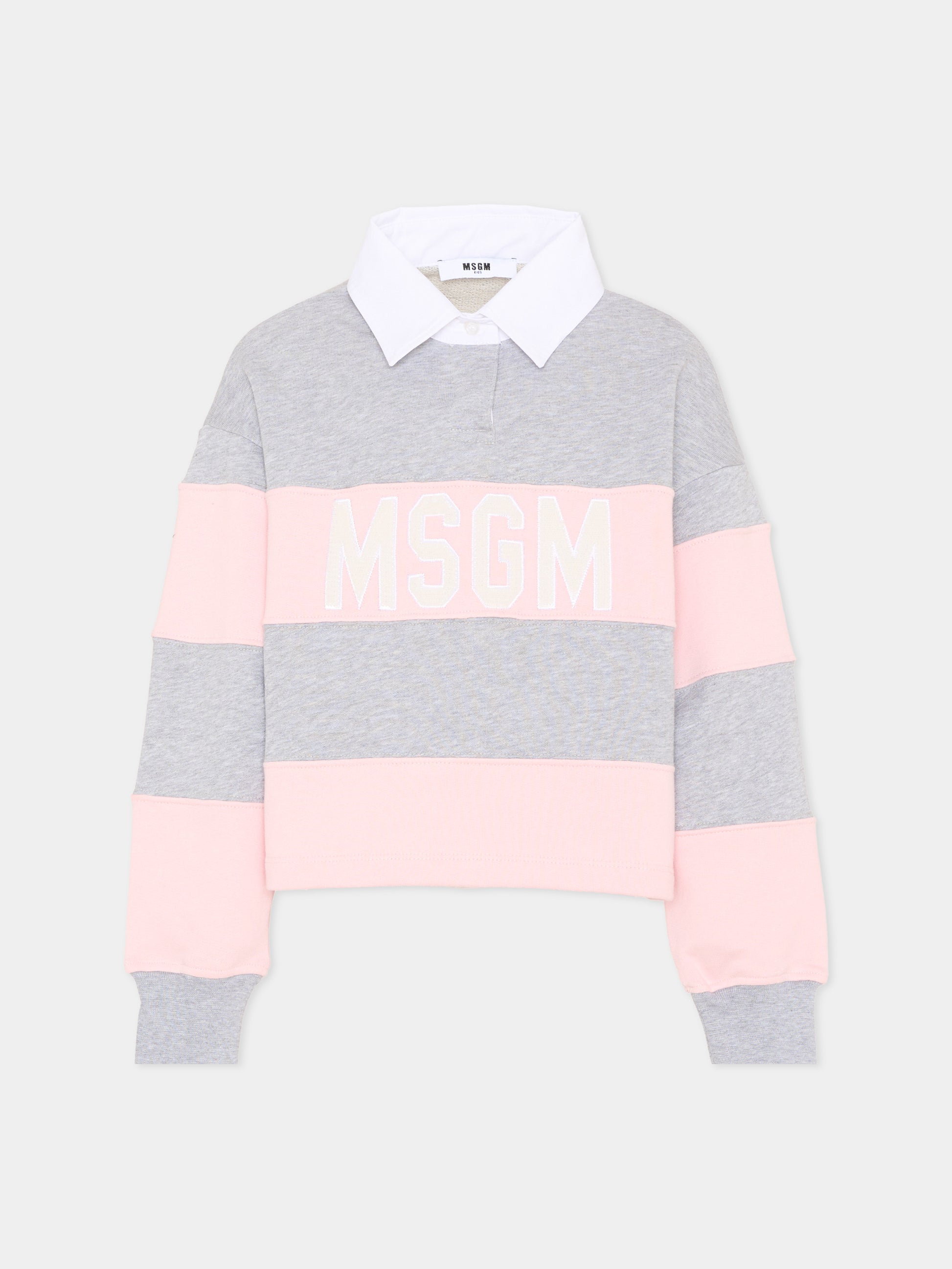 Polo rosa per bambina con logo,Msgm Kids,S6MSJGSW027 MS076