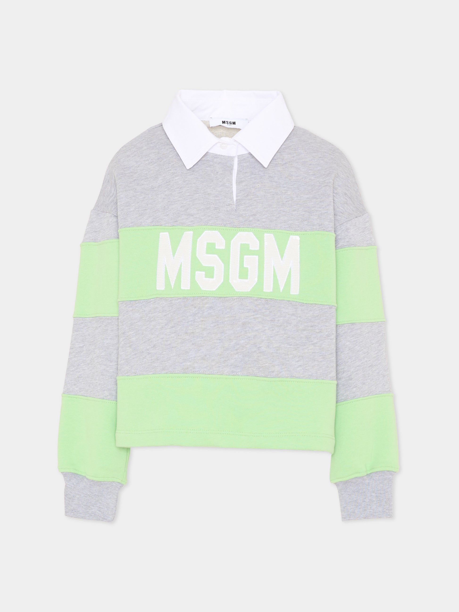Polo verde per bambina con logo,Msgm Kids,S6MSJGSW027 MS077