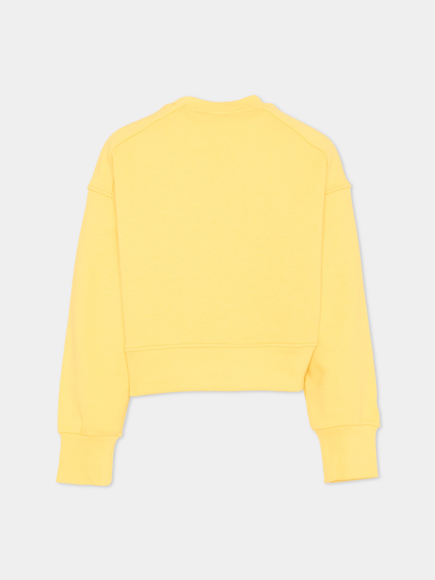 Felpa gialla per bambina con logo,Msgm Kids,S6MSJGSW088 MS009
