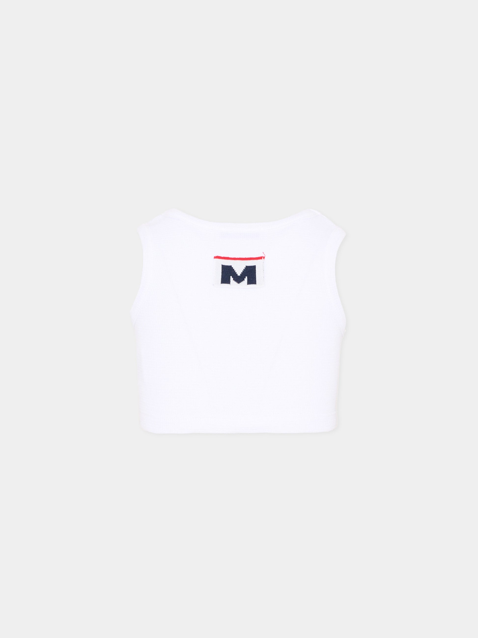 Top bianco per bambina con logo,Msgm Kids,S6MSJGTA030 001