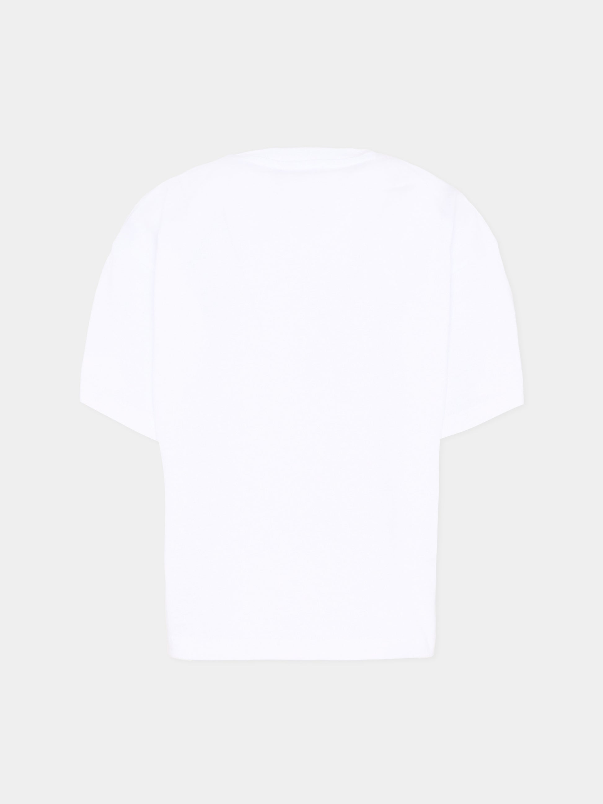 T-Shirt bianca per bambina con logo,Msgm Kids,S6MSJGTH087 001