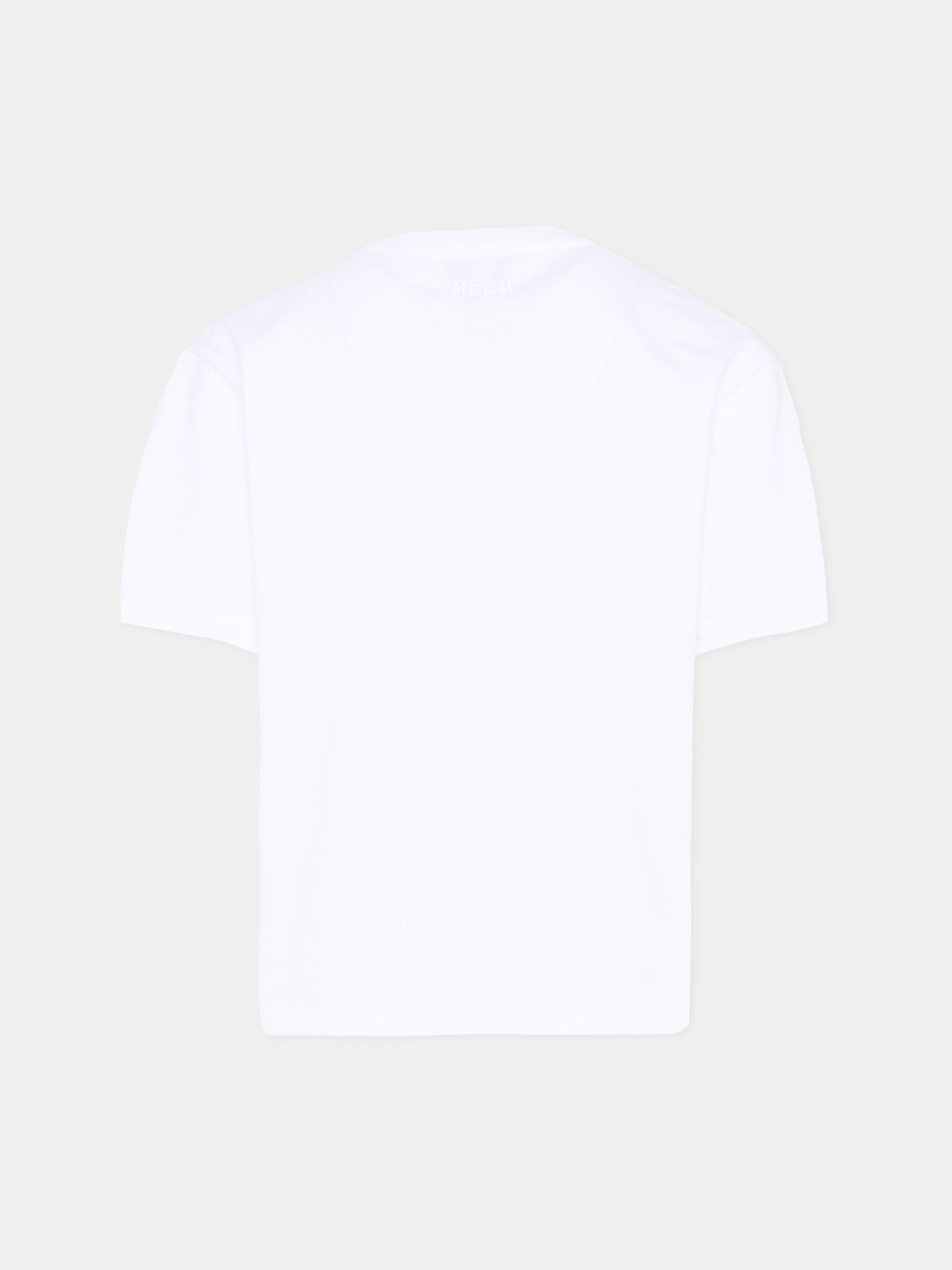 T-Shirt bianca per bambina con paillettes,Msgm Kids,S6MSJGTH099 001