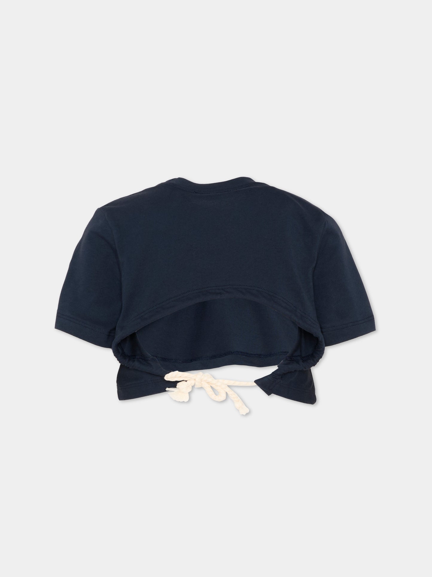T-Shirt blu per bambina con logo,Msgm Kids,S6MSJGTH179 MS072