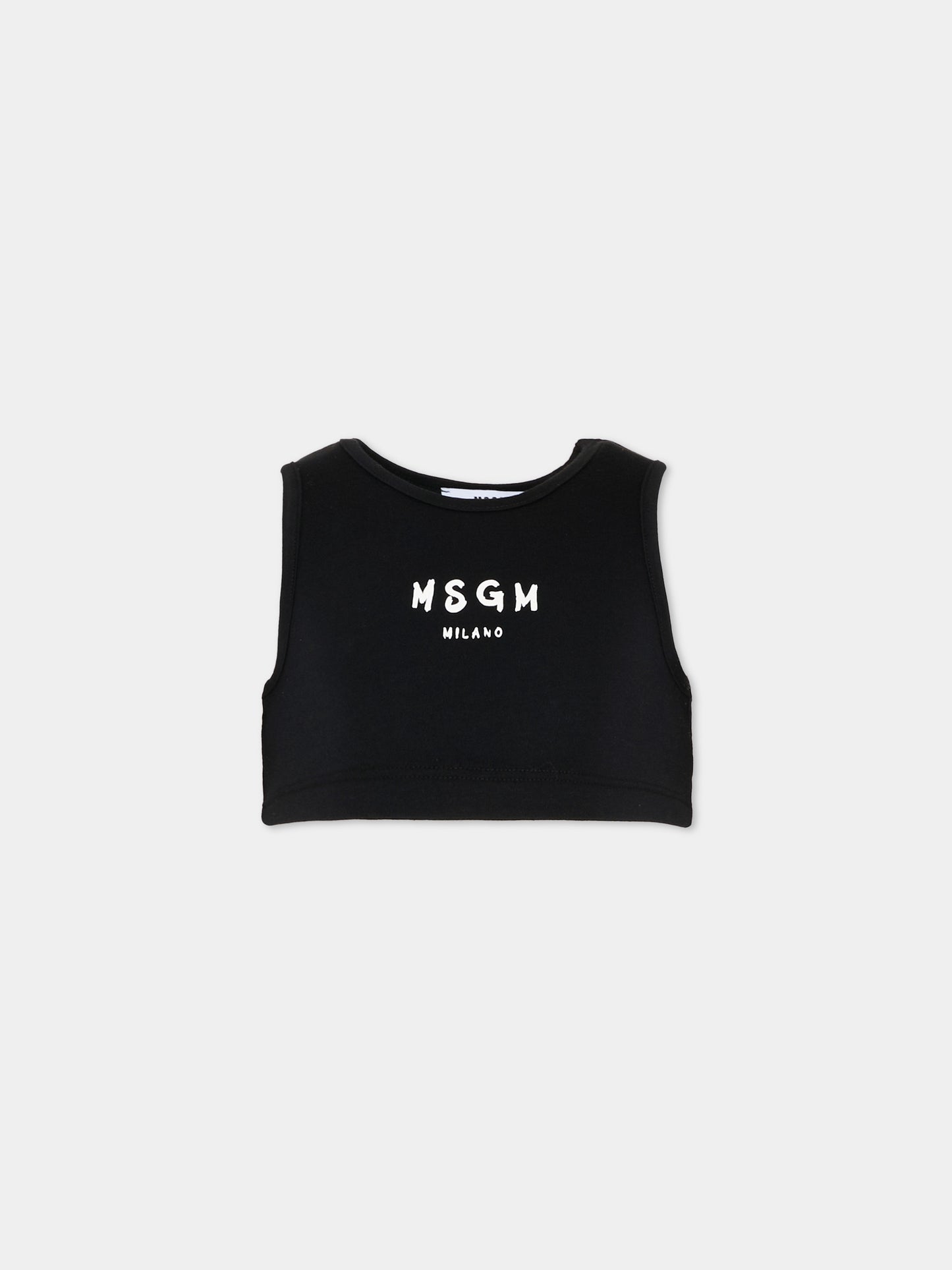 Top nero per bambina con logo,Msgm Kids,S6MSJGTO011 110